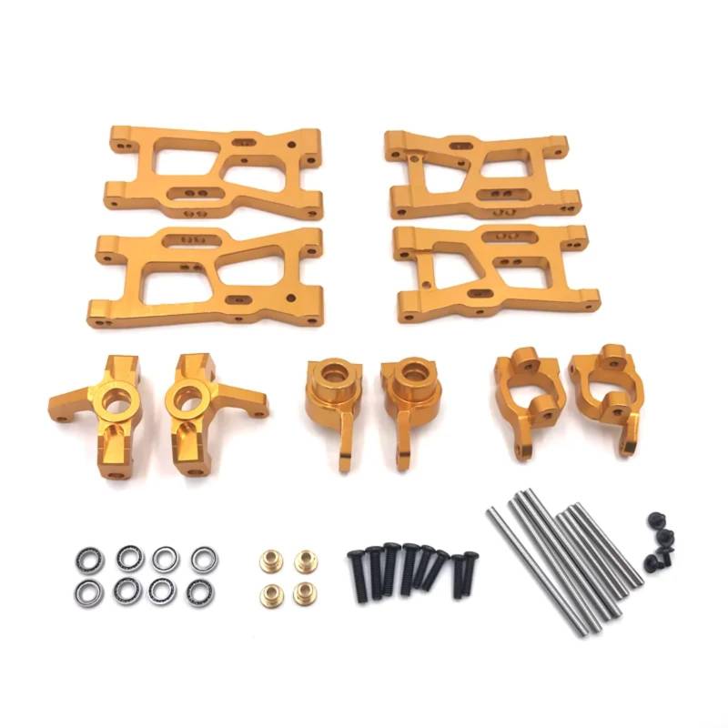 BEWAQO RC Autozubehör Für Wltoys 1/14 144010 144001 144002 1/12 124018 124019 124016 124017 RC Auto Upgrade Teile Metall Suspension Arme Lenkung Tasse Hub Träger Set(Yellow) von BEWAQO