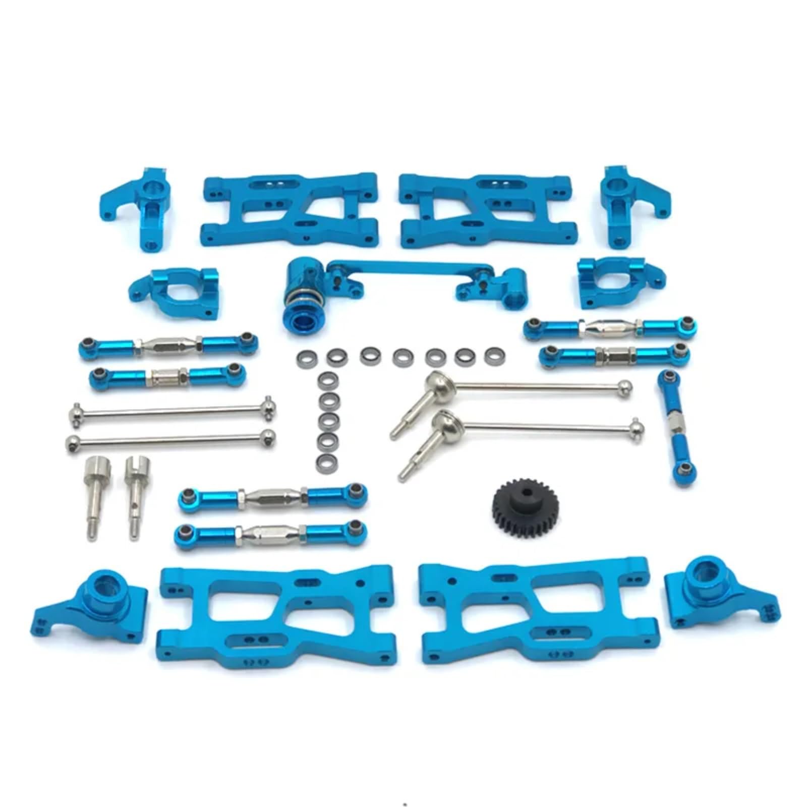 BEWAQO RC Autozubehör Für Wltoys 1:12 124016 124017 124018 124019 1:14 144001 RC Auto Upgrade Teile Metall Kit Antriebswelle Zugstange Schaukel Arm Lenkung Modifizierte Teile(Blue) von BEWAQO