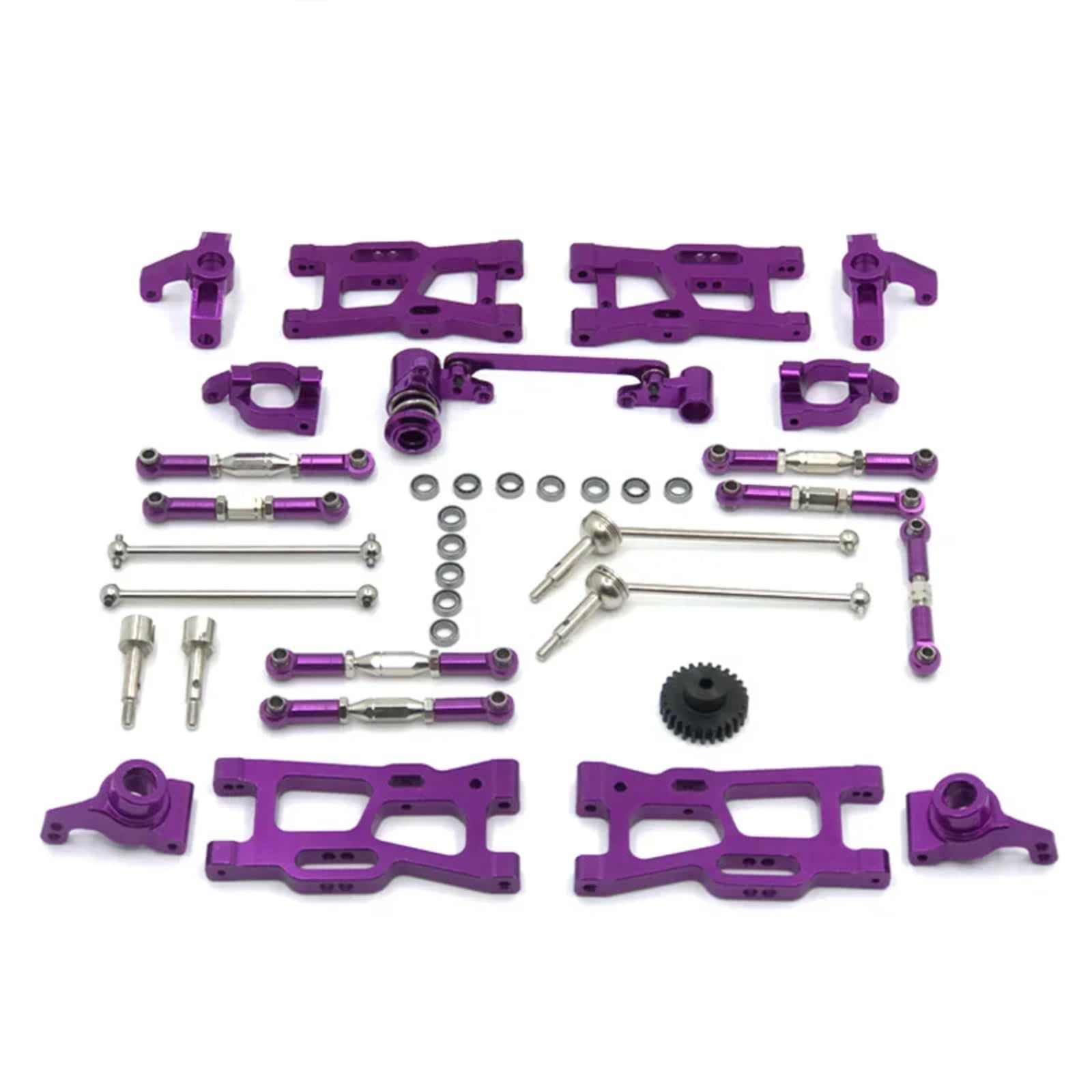 BEWAQO RC Autozubehör Für Wltoys 1:12 124016 124017 124018 124019 1:14 144001 RC Auto Upgrade Teile Metall Kit Antriebswelle Zugstange Schaukel Arm Lenkung Modifizierte Teile(Purple) von BEWAQO