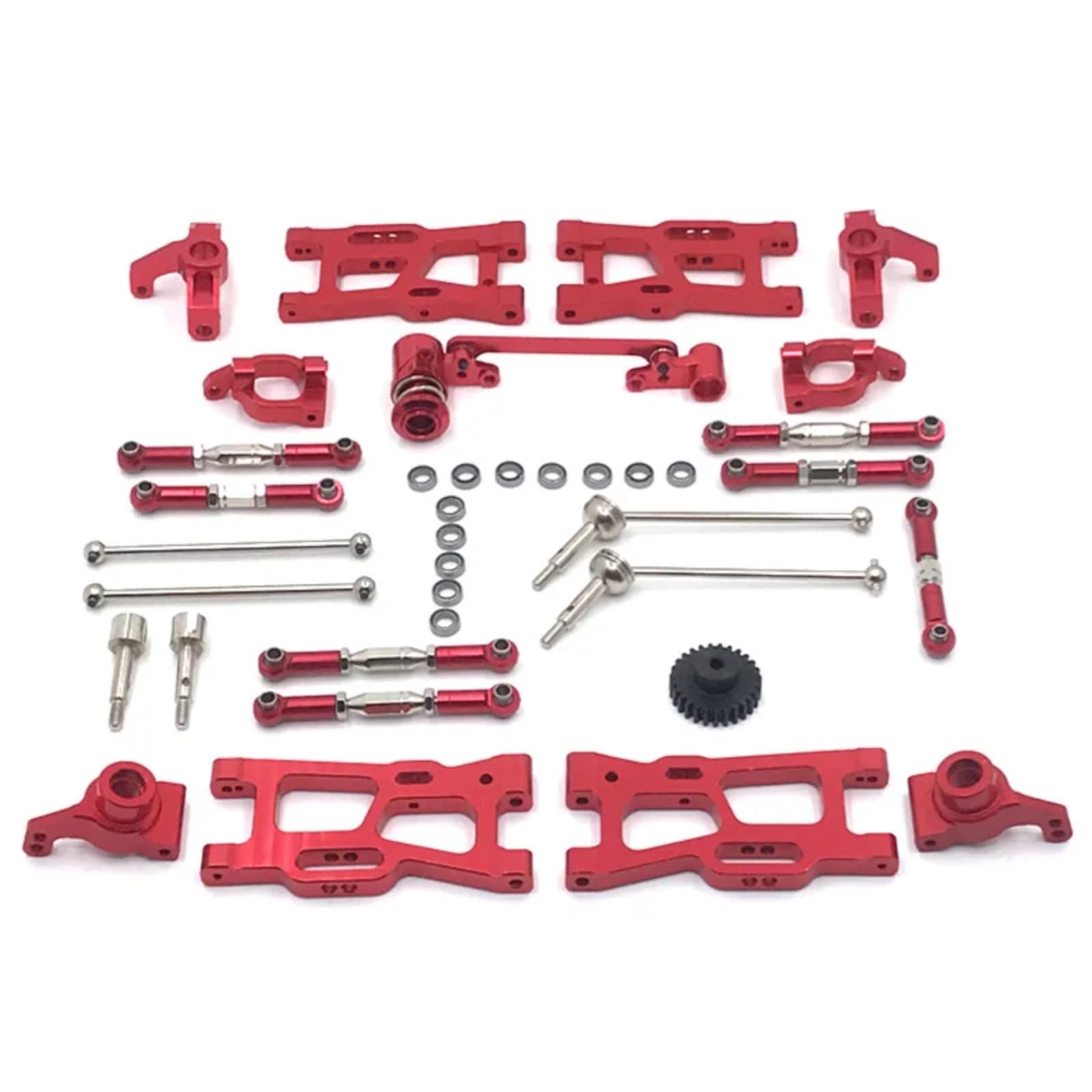 BEWAQO RC Autozubehör Für Wltoys 1:12 124016 124017 124018 124019 1:14 144001 RC Auto Upgrade Teile Metall Kit Antriebswelle Zugstange Schaukel Arm Lenkung Modifizierte Teile(Red) von BEWAQO