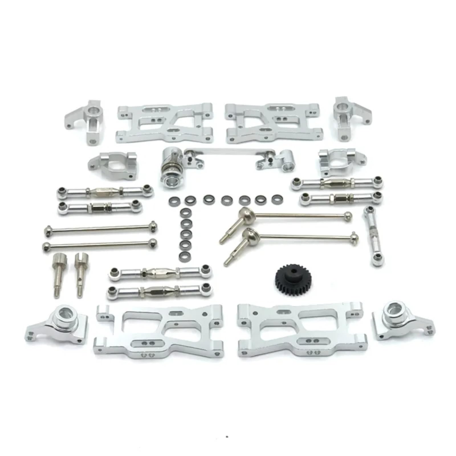 BEWAQO RC Autozubehör Für Wltoys 1:12 124016 124017 124018 124019 1:14 144001 RC Auto Upgrade Teile Metall Kit Antriebswelle Zugstange Schaukel Arm Lenkung Modifizierte Teile(Silver) von BEWAQO