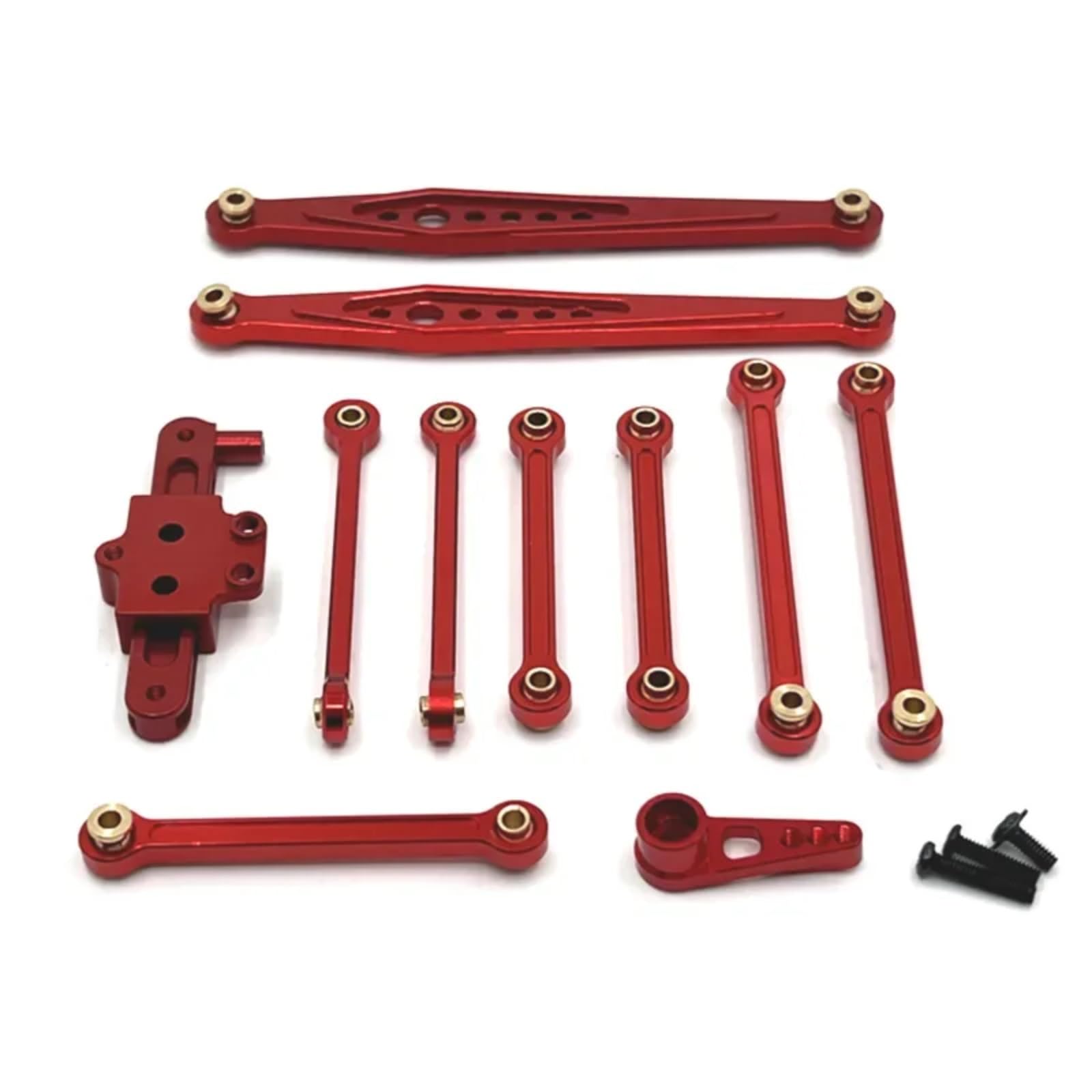 BEWAQO RC Autozubehör Für Wltoys 124006 12423 12427 12428 Modifizierte Teile Metall Upgrade Teile Kit Lenkung Montage Link Stange Servo Arm 1/12 RC Auto Zubehör(Red) von BEWAQO