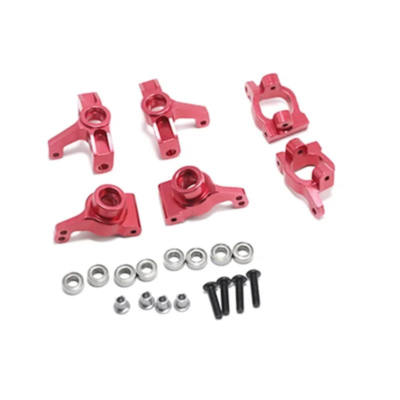 BEWAQO RC Autozubehör Für Wltoys 144001 144002 144010 124007 124008 124016 124017 124018 124019 RC Auto Upgrades Teile Metall Lenkblöcke C-Hub Träger Modifizierte Teile(Red) von BEWAQO