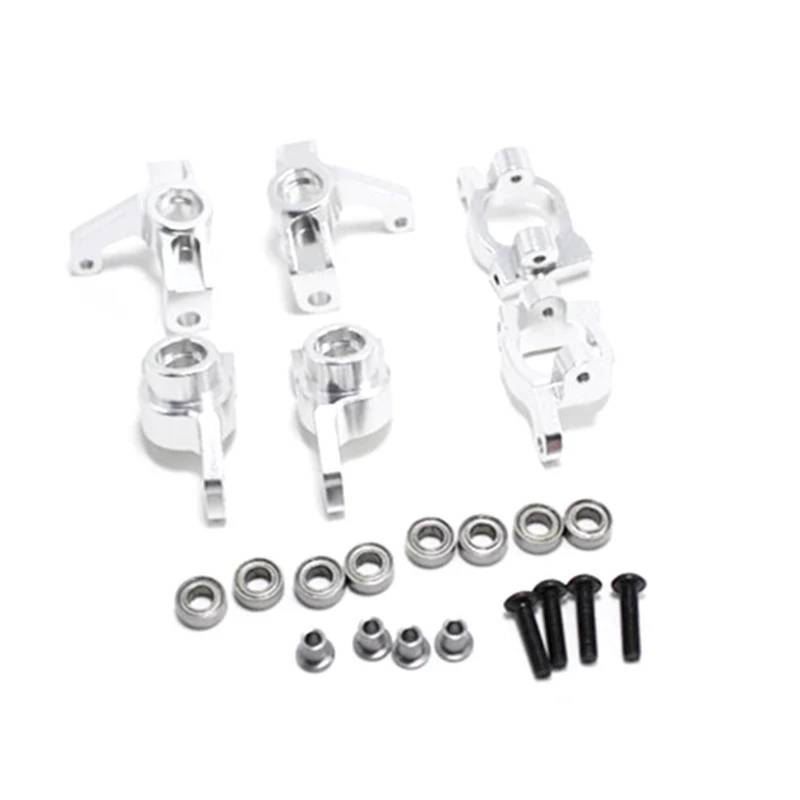 BEWAQO RC Autozubehör Für Wltoys 144001 144002 144010 124007 124008 124016 124017 124018 124019 RC Auto Upgrades Teile Metall Lenkblöcke C-Hub Träger Modifizierte Teile(Silver) von BEWAQO