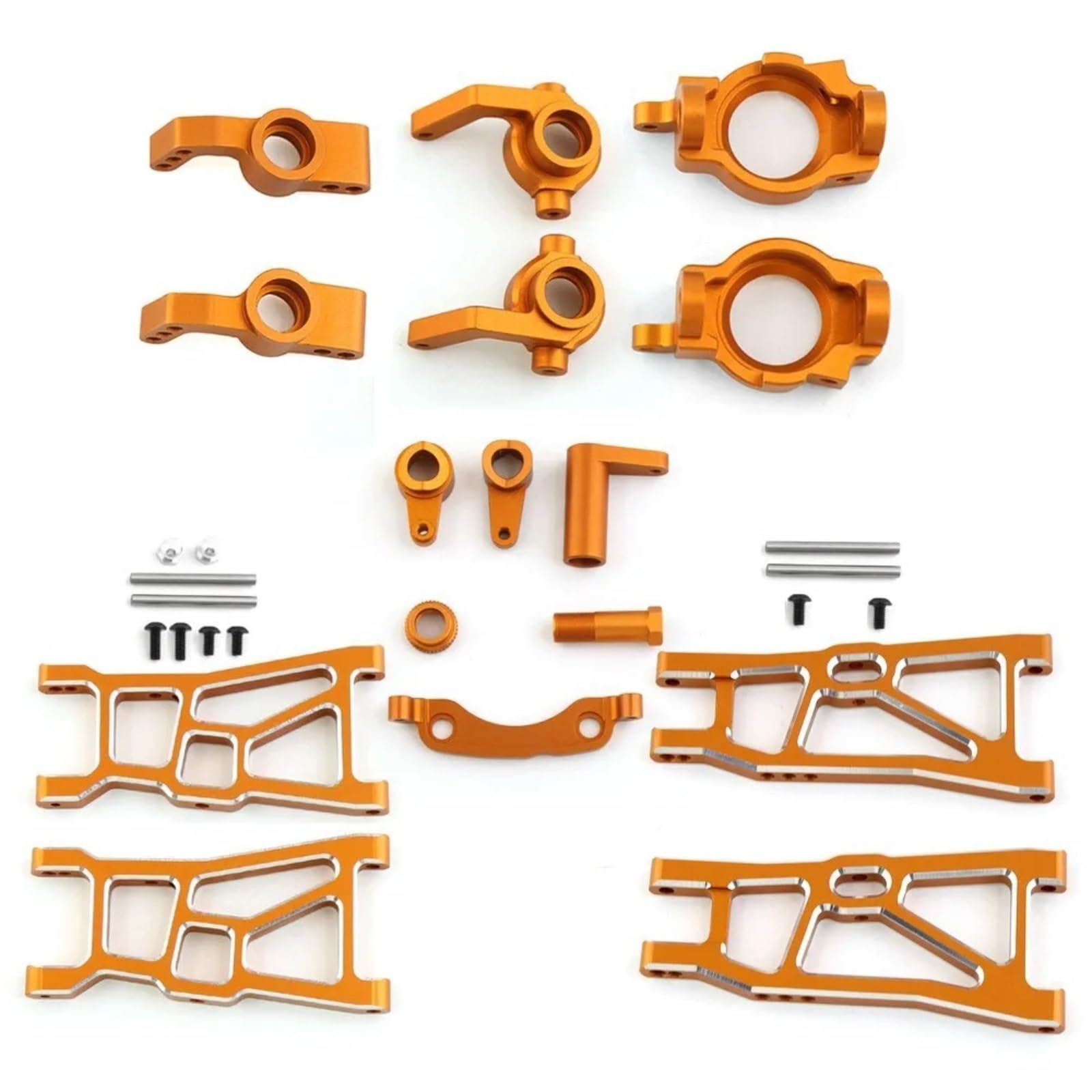 BEWAQO RC Autozubehör Für ZD Für Racing DBX10 10421-S 9102 1/10 RC Für Desert Buggy Upgrade Teile Metall Vorne/Hinten Schwinge Arm Lenkung Tasse/Gruppe C-Sitz(Yellow) von BEWAQO