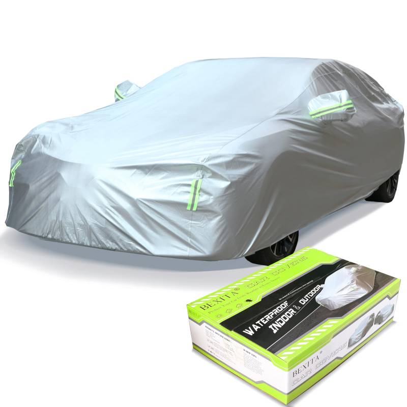 BEXITA Auto Abdeckplane Autoplane Autoabdeckung Winter Autogarage Staubdicht Winddicht Schneedicht UV-Schutz Outdoor Indoor Car Cover Universal Fit für Limousine/Fließheck Länge (bis zu 450cm) von BEXITA