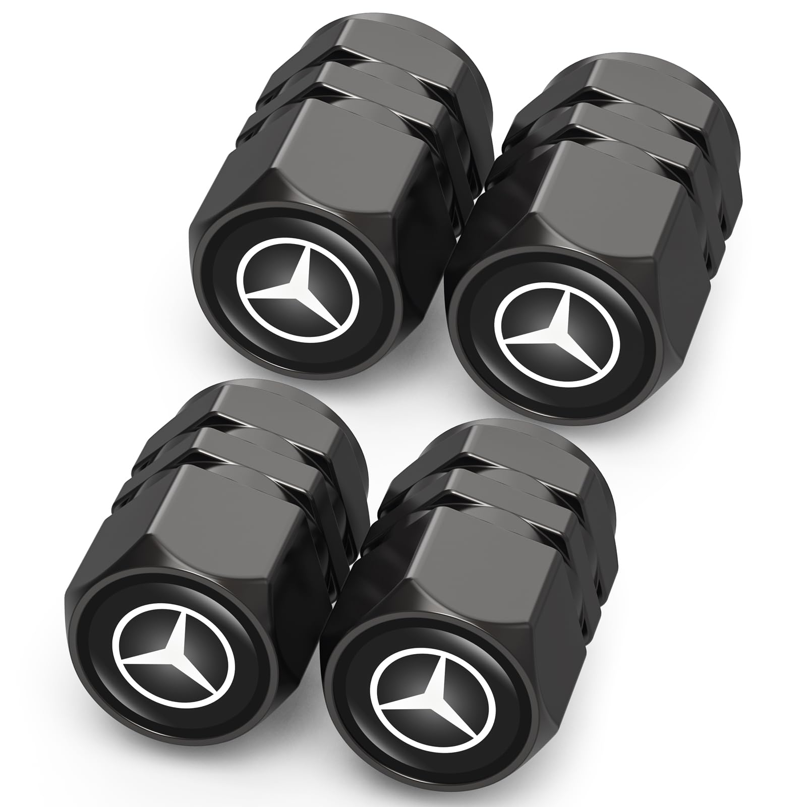 Auto Ventilkappen, Reifen Ventilkappen für Mercedes Benz C E S M Serie CLK GLK GL AB AMG GLS GLE AMG, Ventilkappen mit Dichtung für stabilen Reifendruck, Autoventil Kappe, Auto Zubehör, Balck von BEXQWF