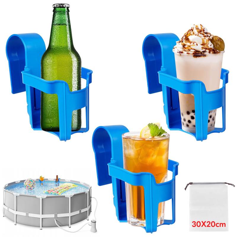 3 Stücke Getränkehalter Pool, Getränkehalter Poolrand, Pool Getränkehalter aus Kunststoff, Keine Verschüttungen Robuste Multifunktionale Poolside Drink Hanging Cup Holder Passt für die meisten Pools von BFHRHF