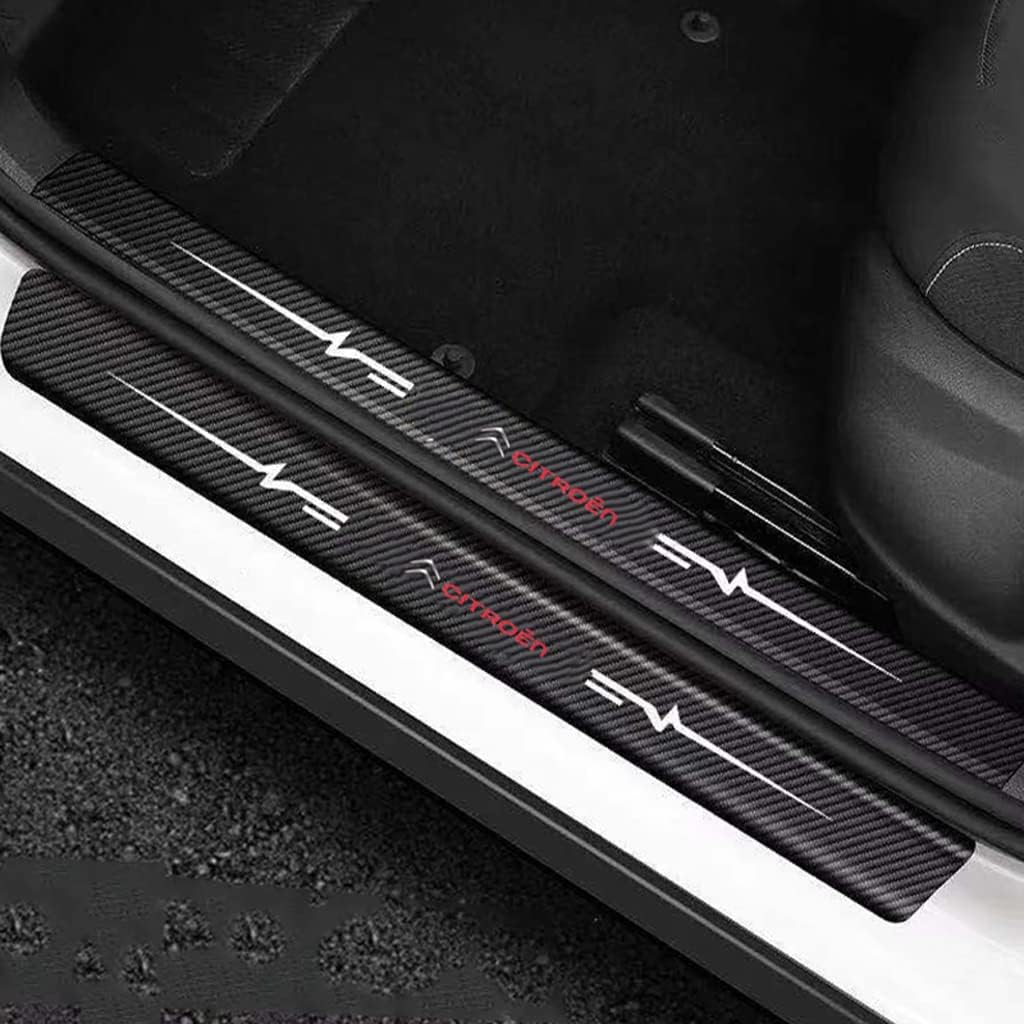 5 Stück Auto Einstiegsleisten Schutz für Citroen C1 Hatchback 2012-2014, Kohlefaser Auto Türeinstiegsschutz Aufkleber,Anti-Kratz Scuff Trim,B von BFRDGE