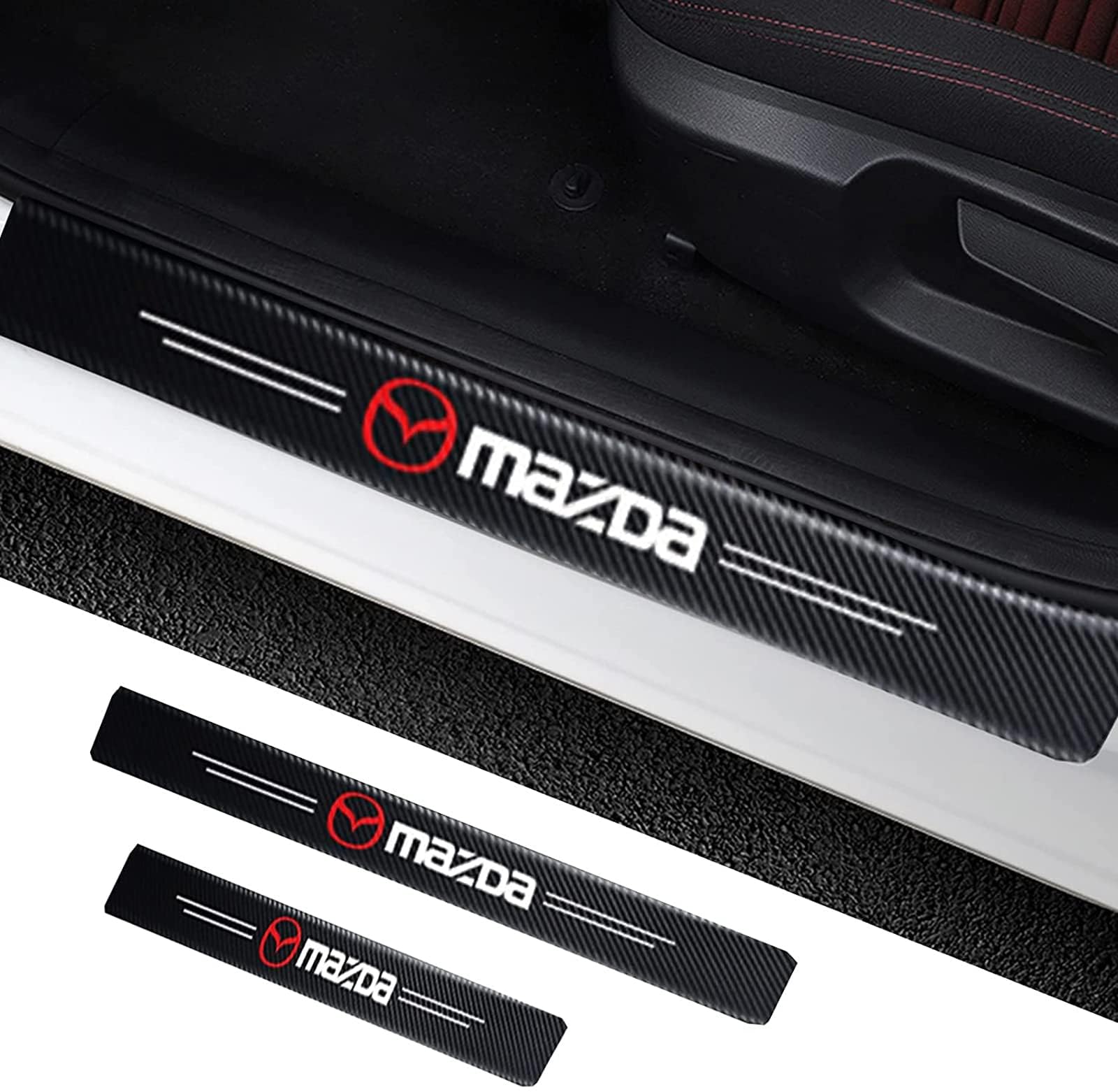5 Stück Auto Einstiegsleisten Schutz für Mazda CX-30 CX 30 2019-2024, Kohlefaser Auto Türeinstiegsschutz Aufkleber,Anti-Kratz Scuff Trim,A von BFRDGE