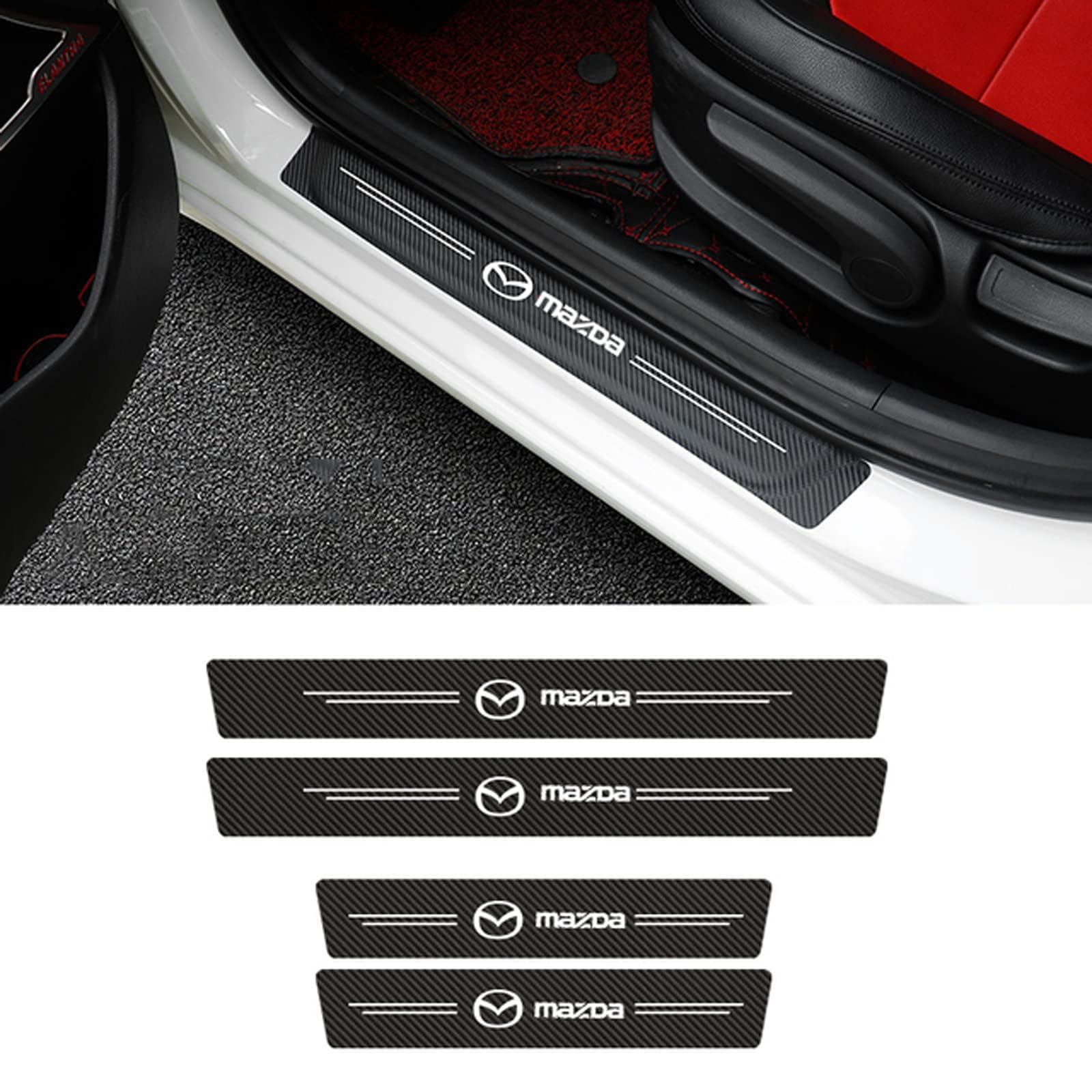 5 Stück Auto Einstiegsleisten Schutz für Mazda CX-60 CX60 2022 2023 2024, Kohlefaser Auto Türeinstiegsschutz Aufkleber,Anti-Kratz Scuff Trim,B von BFRDGE
