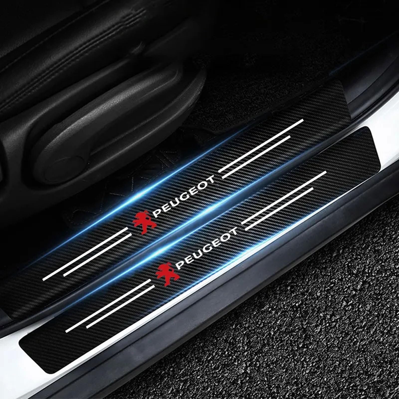 5 Stück Auto Einstiegsleisten Schutz für Peugeot 308 II 2013-2024, Kohlefaser Auto Türeinstiegsschutz Aufkleber,Anti-Kratz Scuff Trim von BFRDGE