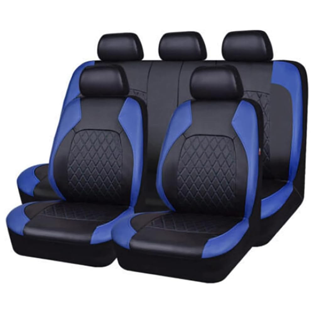 BFRDGE 9 Stück Autositzbezüge, für Dacia Duster 2018-2023 2024 Allwetter Wasserdicht, Sitzbezug aus PU-Leder Komplett-Set,D/Blue von BFRDGE