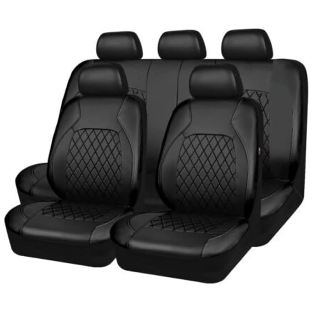 BFRDGE 9 Stück Autositzbezüge, für Opel Corsa F/Corsa-e MJ22/Corsa Edition/GS Line 2019-2024 Allwetter Wasserdicht, Sitzbezug aus PU-Leder Komplett-Set,A/Black von BFRDGE
