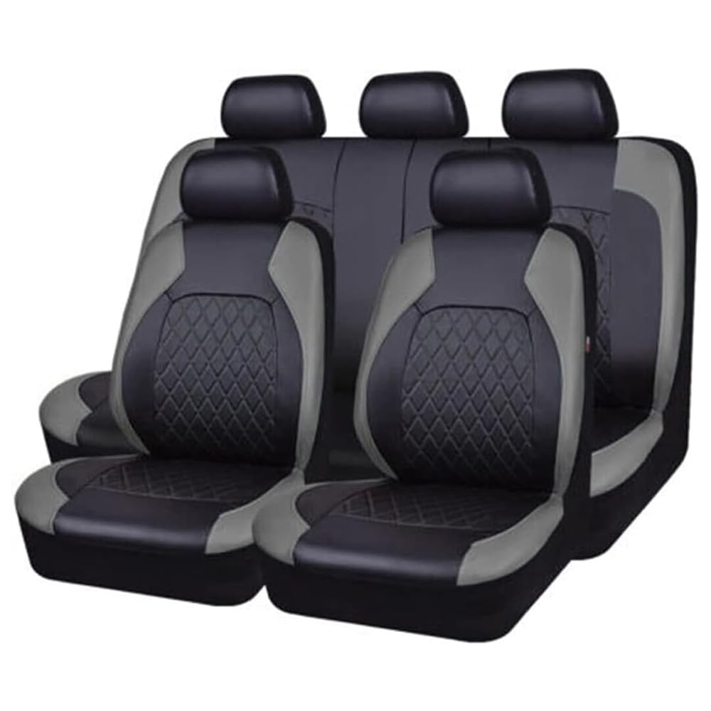 BFRDGE 9 Stück Autositzbezüge, für Opel Corsa F/Corsa-e MJ22/Corsa Edition/GS Line 2019-2024 Allwetter Wasserdicht, Sitzbezug aus PU-Leder Komplett-Set,B/Grey von BFRDGE