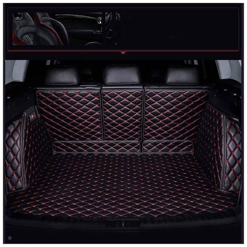 Leder Auto Kofferraummatte für BMW 3 Series 2012-2019 [F31] [Touring], Kofferraumauskleidung Mit Vollständiger Abdeckung Allwetter Schutz Wasserdicht Kratzfest,Black+Red von BFRDGE