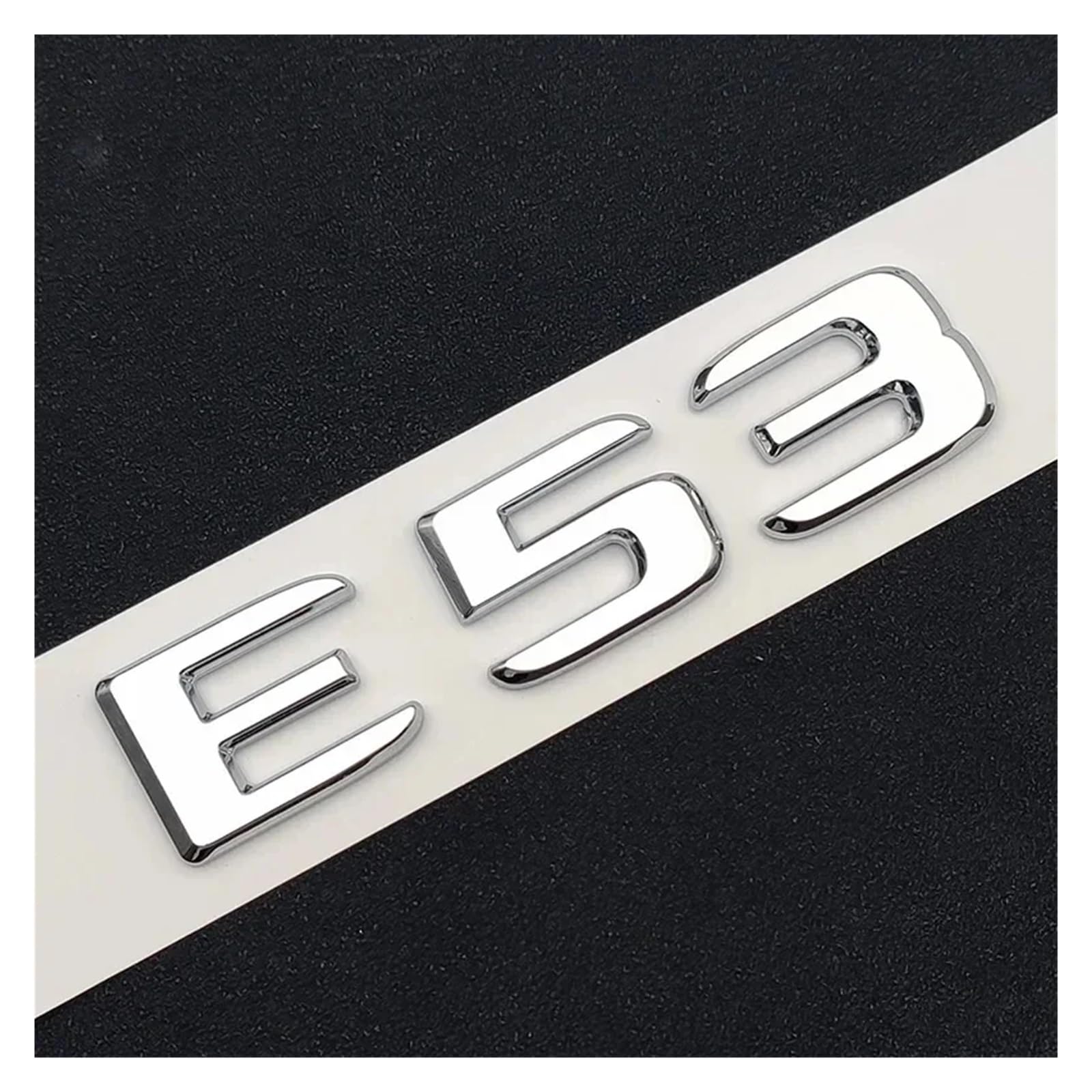 BGAGNVNLPT 3D ABS Black Chrome Car Rear Trunk Letters Badge Sticker E53 Emblem Logo for E53 AMG W213 W212 Auto Accessories Abzeichen Logo Abziehbild(Chrome) von BGAGNVNLPT