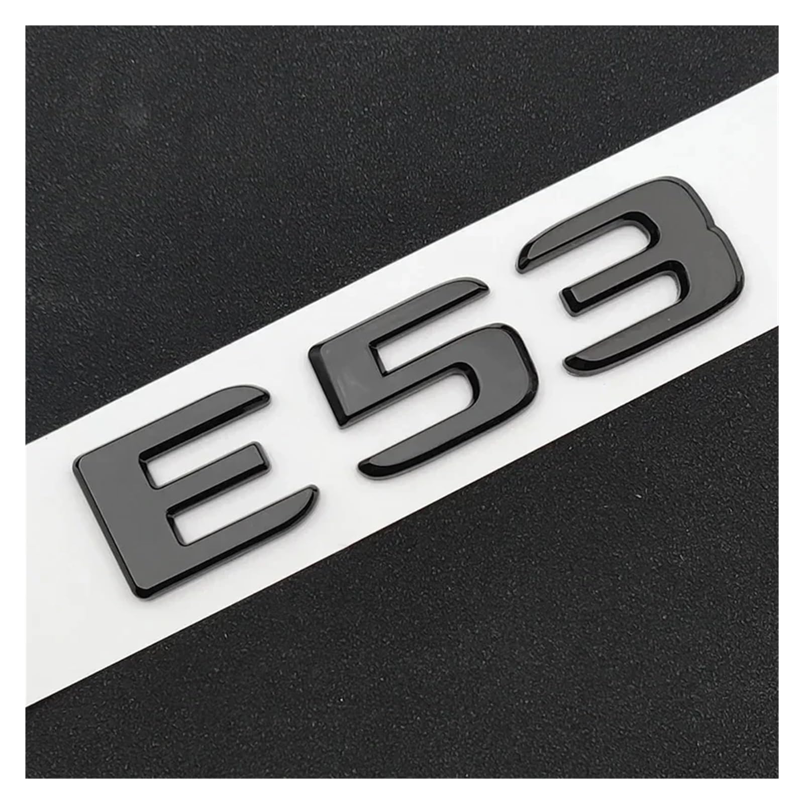 BGAGNVNLPT 3D ABS Black Chrome Car Rear Trunk Letters Badge Sticker E53 Emblem Logo for E53 AMG W213 W212 Auto Accessories Abzeichen Logo Abziehbild(Glossy Black) von BGAGNVNLPT