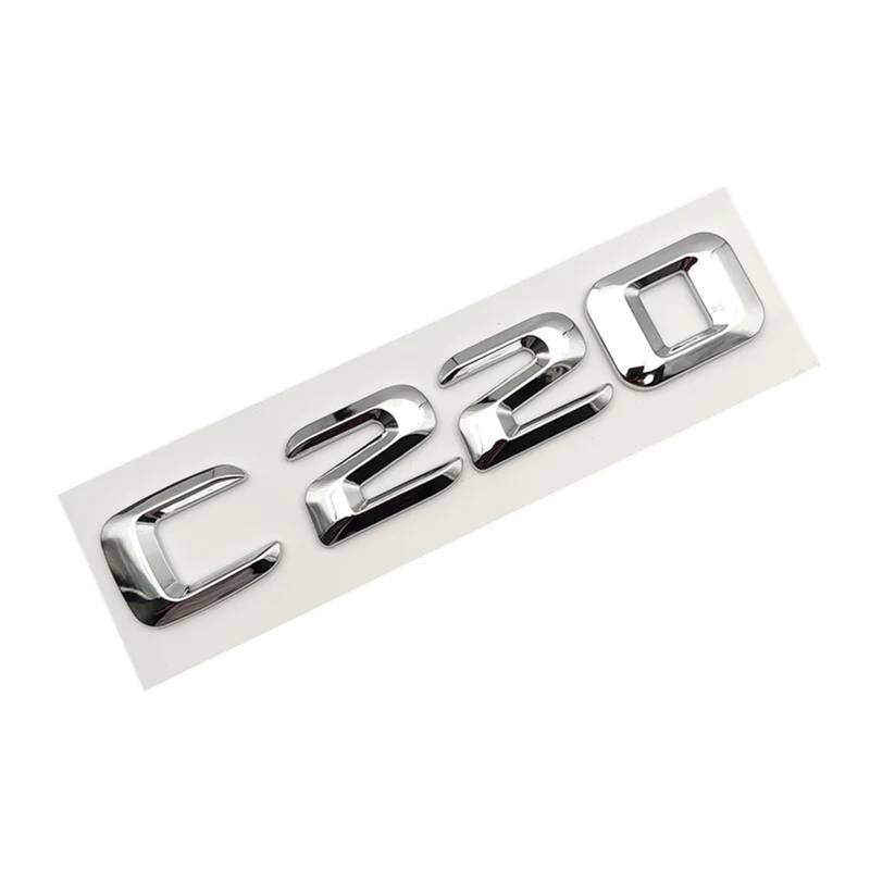 BGAGNVNLPT 3D ABS Chrom Auto Heckklappe Emblem Abzeichen Buchstaben C180 C200 C220 C250 C300 C350 4MATIC Logo for Mercedes W205 W204 Zubehör Abzeichen Logo Abziehbild(C220) von BGAGNVNLPT