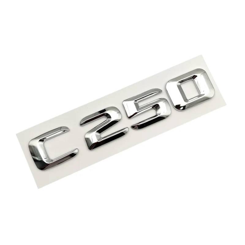 BGAGNVNLPT 3D ABS Chrom Auto Heckklappe Emblem Abzeichen Buchstaben C180 C200 C220 C250 C300 C350 4MATIC Logo for Mercedes W205 W204 Zubehör Abzeichen Logo Abziehbild(C250) von BGAGNVNLPT