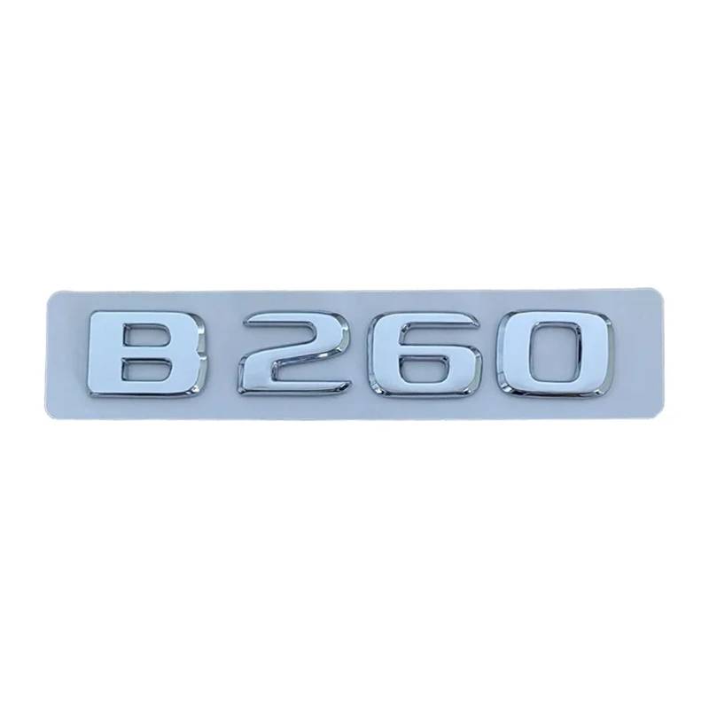 BGAGNVNLPT 3D ABS Chrome Black for B180 B200 B220 B250 B260 W246 W245 Car Trunk Letters Emblem Badge Logo Sticker Accessories Abzeichen Logo Abziehbild(Chrome Silver B260) von BGAGNVNLPT