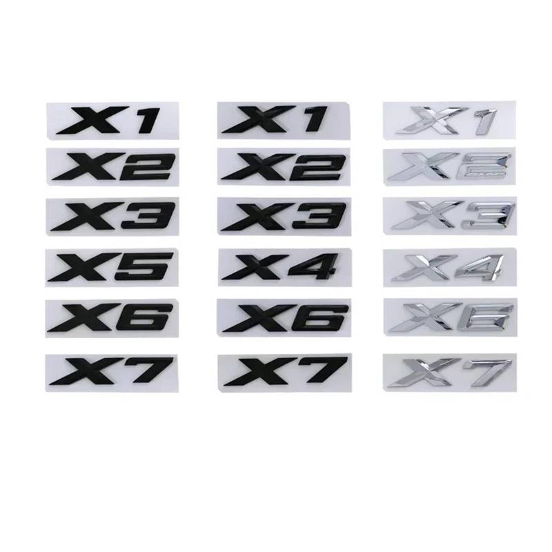 BGAGNVNLPT ABS 3D Chrome Black Car Rear Trunk Letters Stickers for X1 X2 X3 X4 X5 X6 X7 Logo Emblem Lettering Sticker Auto Accessories Abzeichen Logo Abziehbild(Chrome,X7 2018-23) von BGAGNVNLPT