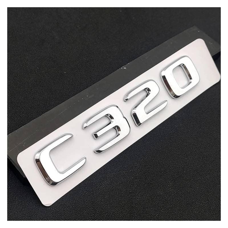 BGAGNVNLPT ABS Black Chrome Letters 3D Car Trunk Letters Badge for C200 C220 C300 C320 Logo Sticker Accessories Abzeichen Logo Abziehbild(C320 Chrome) von BGAGNVNLPT