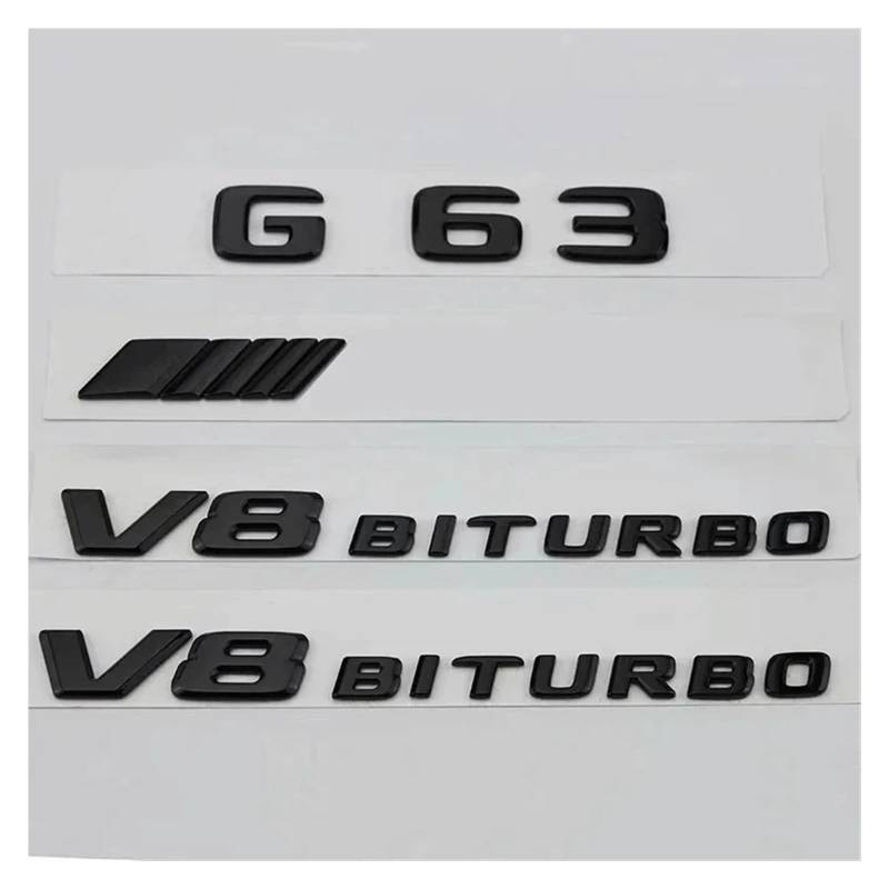 BGAGNVNLPT for G63 AMG W463 W464 G 63 V8 BITURBO Style 3D ABS Glossy Black Car Rear Trunk Letters Badge Emblem Logo Stickers Abzeichen Logo Abziehbild(V8 BITURBO 2PCS) von BGAGNVNLPT