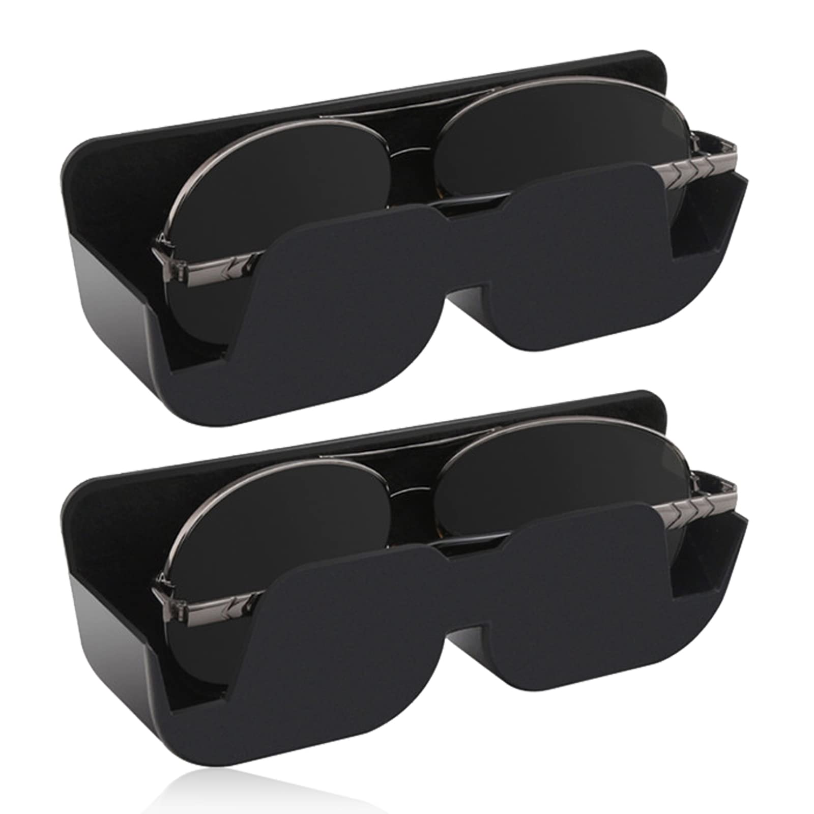 BGCCWJ Universal Automotive ABS Brillenhalter Schutzbox Brillen Hartschalen,2 Stück Auto Brillenablage,Self-Adhesive Glasses Shelf 165 mm x 55 mm x 35 mm mit Filzpolsterung für Brillen im Auto von BGCCWJ