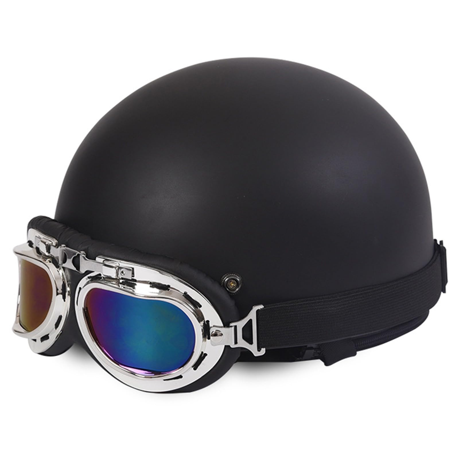 Halbschalenhelm ECE Zertifizierung Retro Brain-Cap Halbschale Helm Jethelm,Scooter-Helm Fahrradhelm,mit Schutzbrille Motorrad Half Helm für Damen Herren Erwachsene L,54-60CM von BGGNG