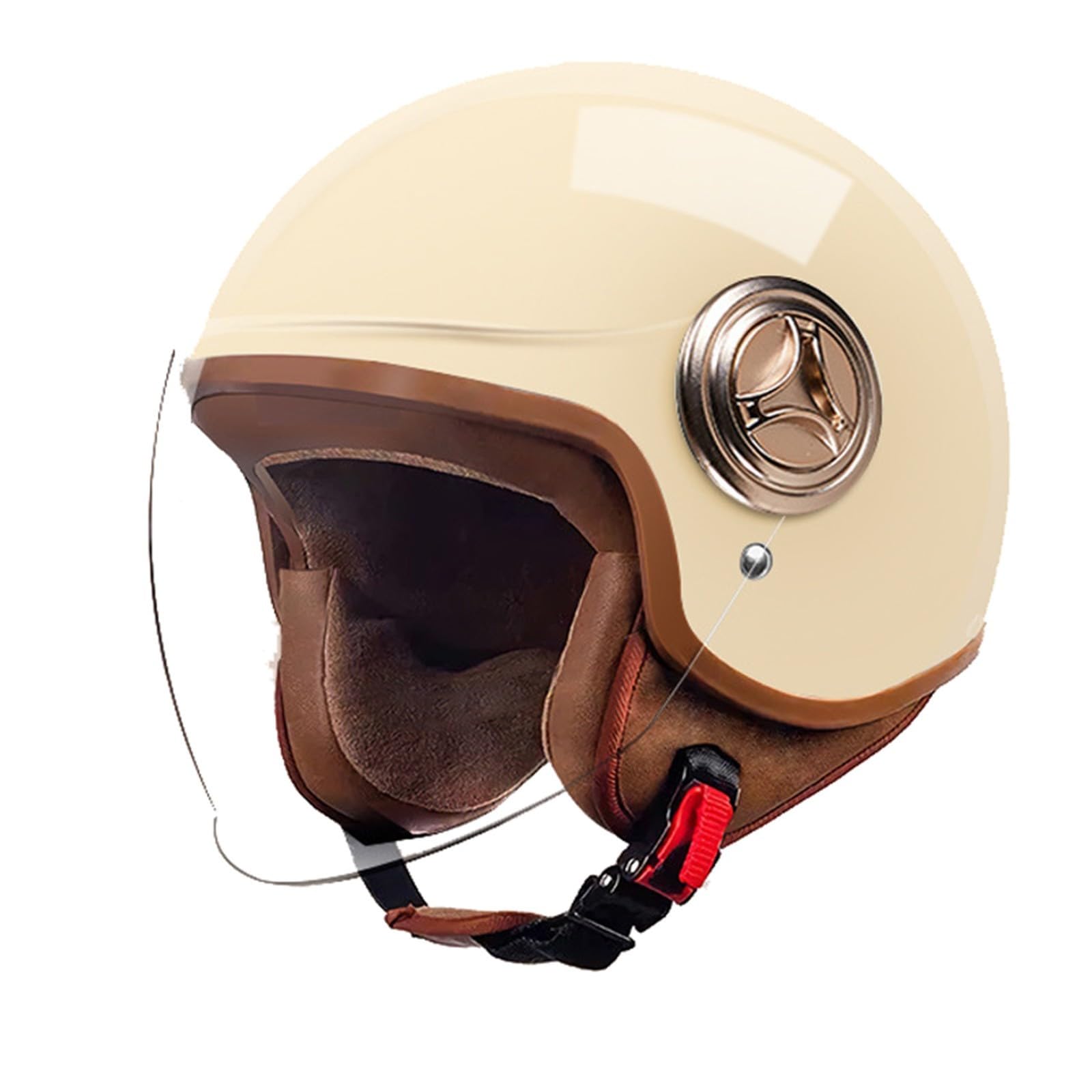 Retro Motorrad Halbhelme Motorradhelm Für Herren Und Damen ECE-Zertifizierung Jethelm Mit Visier Halbschalenhelm Braincap Für Den Elektrischen Roller Scooter-Helm C,54-61CM von BGGNG