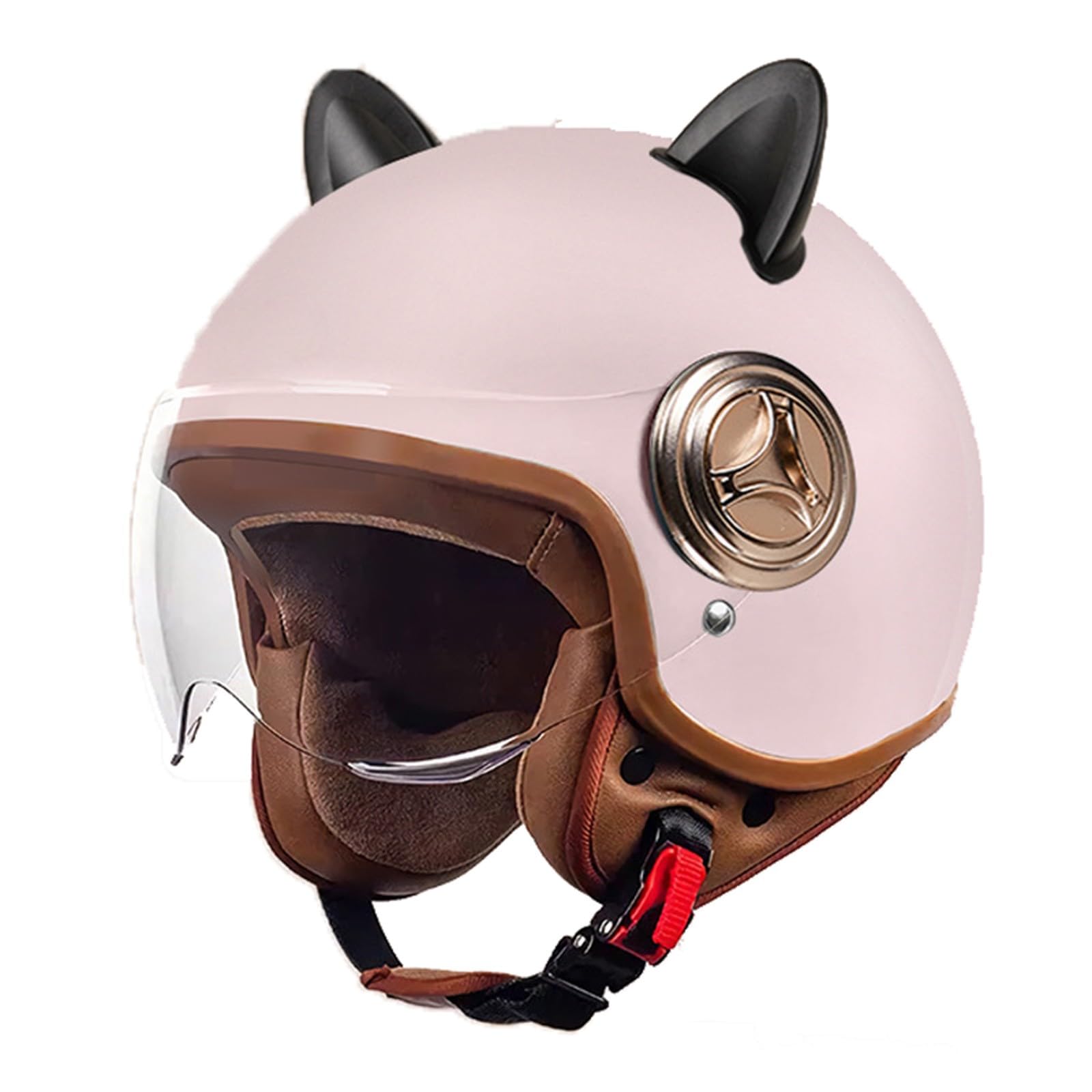 Vintage Jet-Helm Brain-Cap · Motorrad-Helm Roller-Helm Scooter-Helm Moped Mofa-Helm Chopper Retro Vespa Vintage Helmet · ECE Zulassung mit Visier Offenem Gesicht Helm Unisex Y,54-61cm von BGGNG