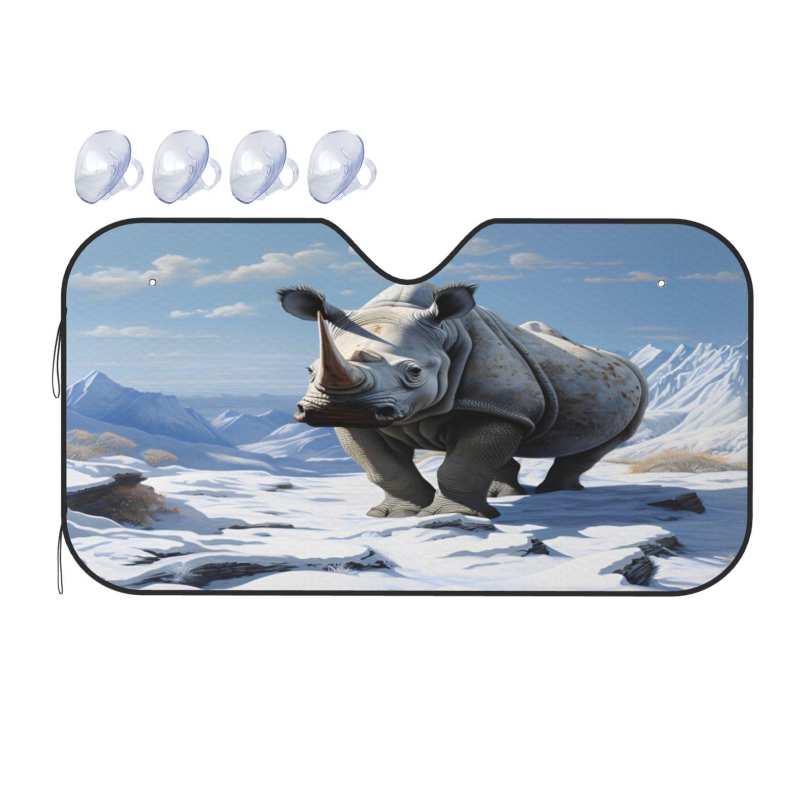 An Ice Age White Nashorn Autopflege, einlagige Luftpolsterfolie, Wärmedämmung, Sonnenschutz, Schutz für den Komfort im Auto, 4 Jahreszeiten, 139 x 76 cm, Größe M von BGHEWRT