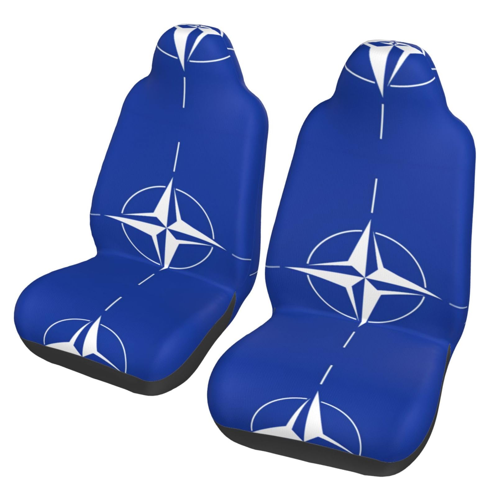 BGHEWRT Autositzbezüge mit Nato-Flagge, doppelter Schutz, hochelastisch, Polyester, 2er-Set, geeignet für universellen Schutz für Autos, SUVs, LKWs, Lieferwagen von BGHEWRT