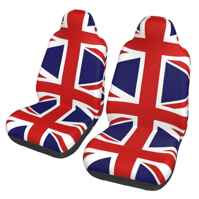 BGHEWRT Autositzbezüge mit britischer Flagge, doppelter Schutz, hochelastisch, Polyester, 2er-Set, geeignet für universellen Schutz für Autos, SUVs, LKWs, Lieferwagen von BGHEWRT