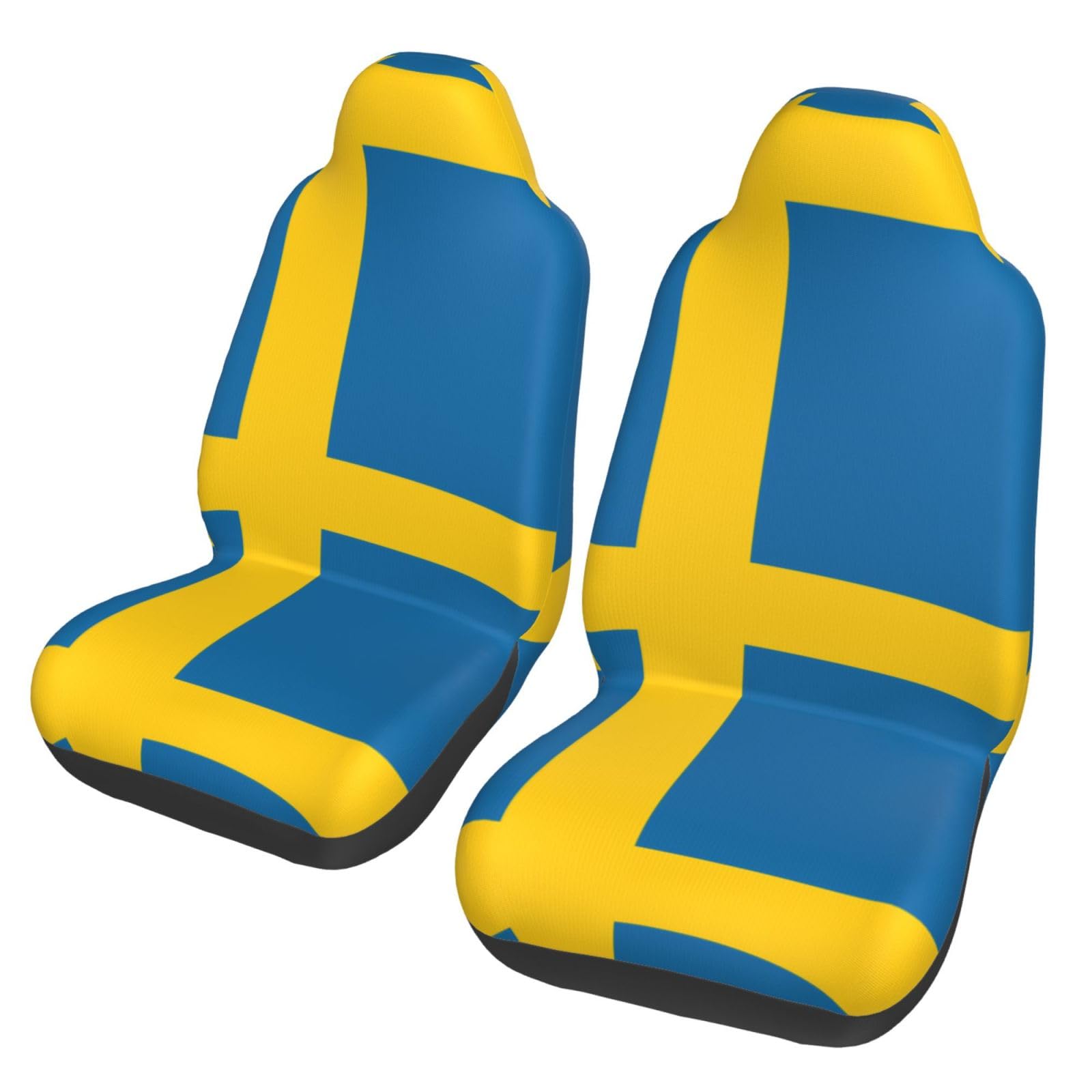 BGHEWRT Autositzbezüge mit schwedischer Flagge, doppelter Schutz, hochelastisch, Polyester, 2er-Set, geeignet für universellen Schutz für Autos, SUVs, LKWs, Lieferwagen von BGHEWRT