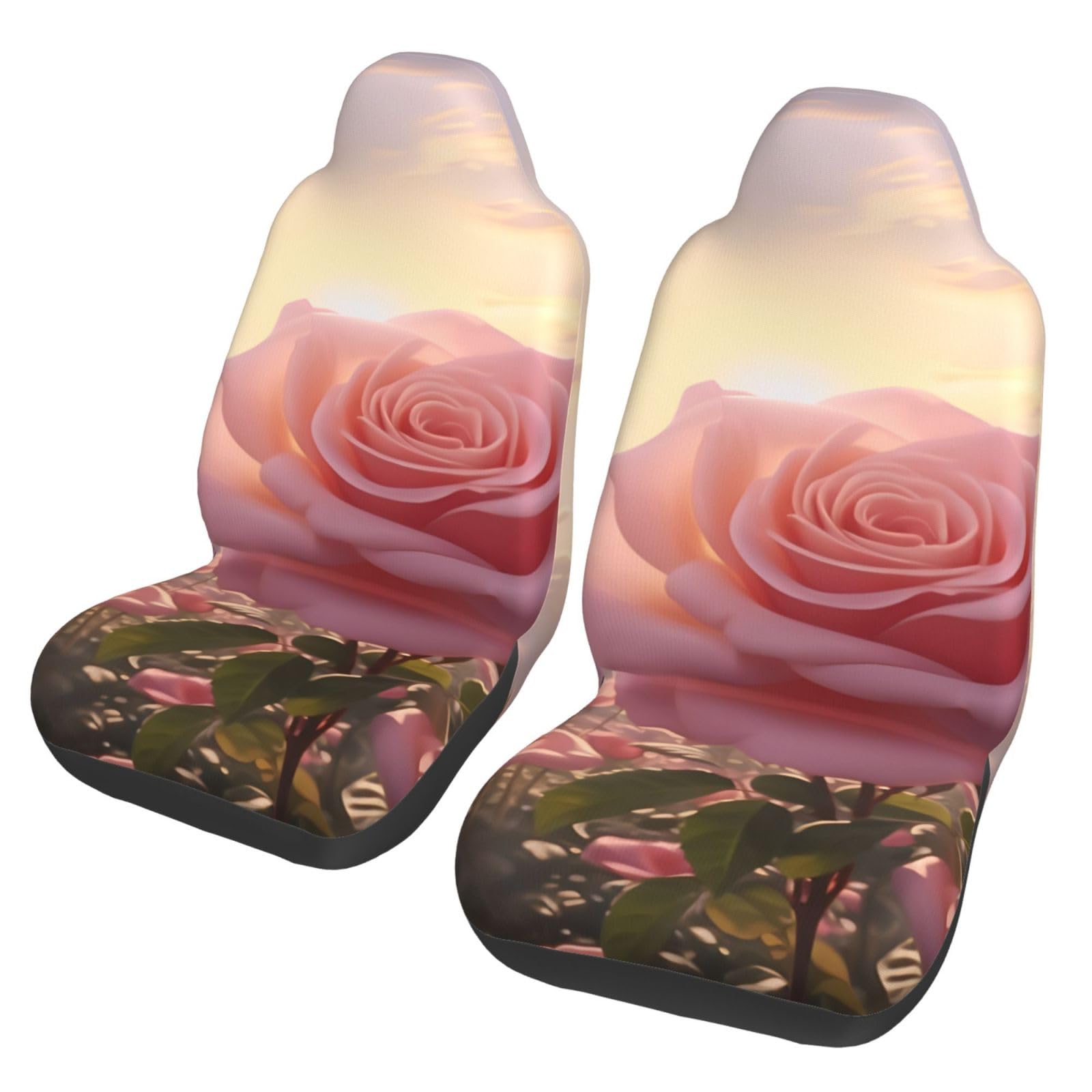 BGHEWRT Blooming Rose Autositzbezüge, Doppelschutz, hochelastisch, Polyester, 2er-Set, geeignet für universellen Schutz für Autos, SUVs, LKWs, Lieferwagen von BGHEWRT