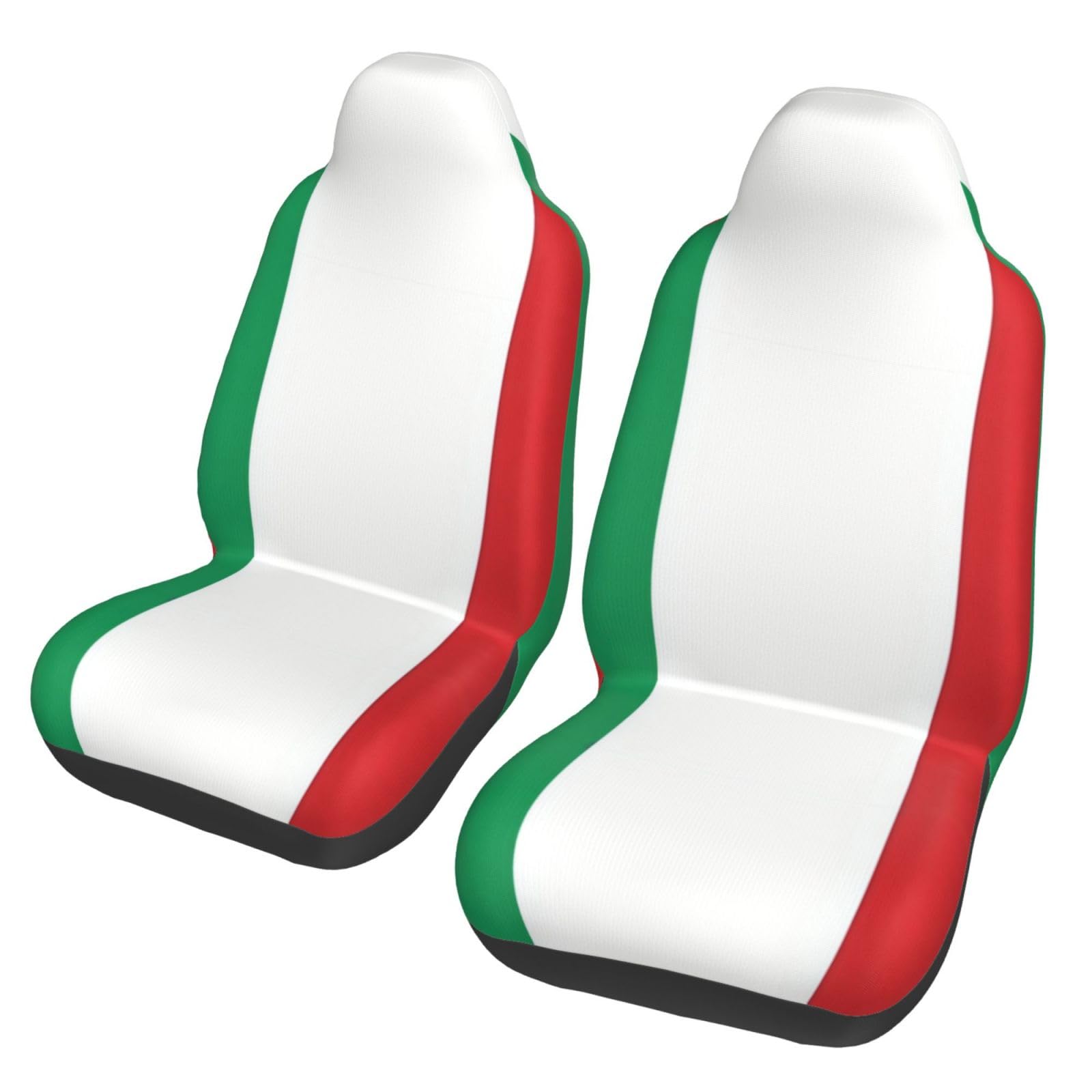 BGHEWRT Italien-Flagge, doppelter Schutz, hochelastisch, Polyester, Autositzbezüge, 2er-Set, geeignet für universellen Schutz für Autos, SUVs, LKWs, Lieferwagen von BGHEWRT