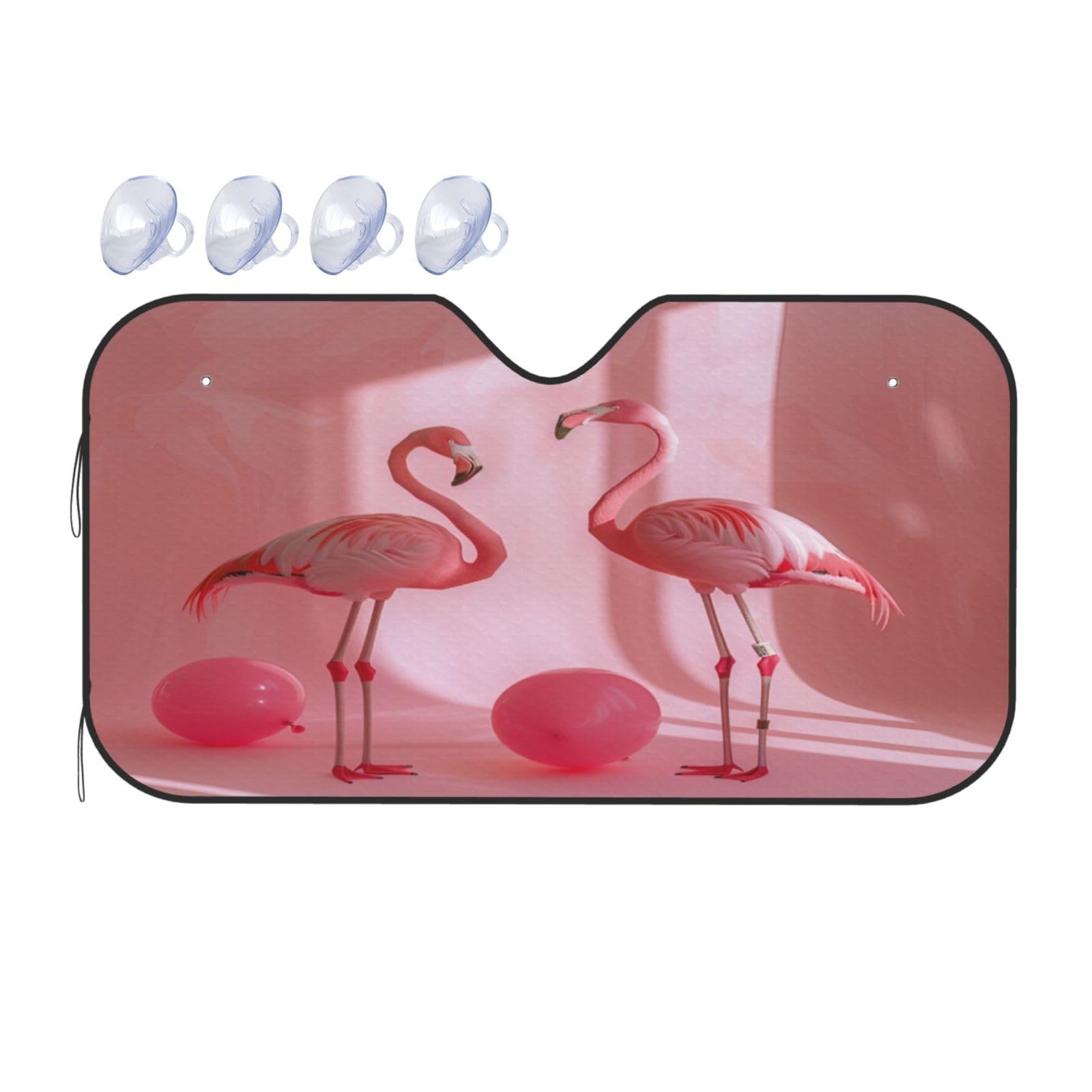 Two Red Flamingos Autopflege, einlagige Luftpolsterfolie, Wärmedämmung, Sonnenschutz, Schutz für den Komfort im Auto, 4 Jahreszeiten, 139 x 76 cm, Größe M von BGHEWRT