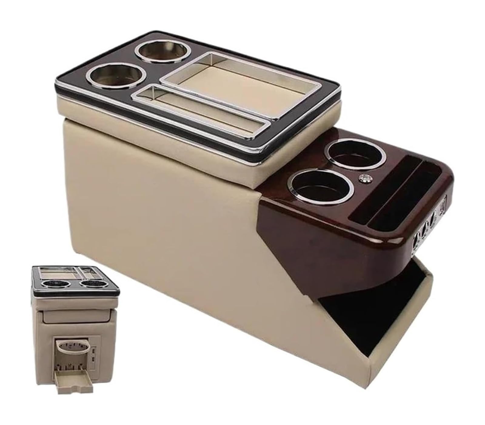 Auto Armlehnenbox FÜR KIA Für Sedona Für Carnival 2021 + Zentrale Zweite Reihe Von Business Handläufe Armlehne Storage Box(C Beige) von BGHGCVAOK