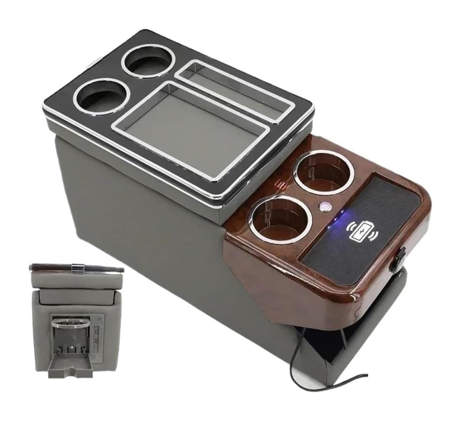 Auto Armlehnenbox FÜR KIA Für Sedona Für Carnival 2021 + Zentrale Zweite Reihe Von Business Handläufe Armlehne Storage Box(E - Gray Wireless) von BGHGCVAOK