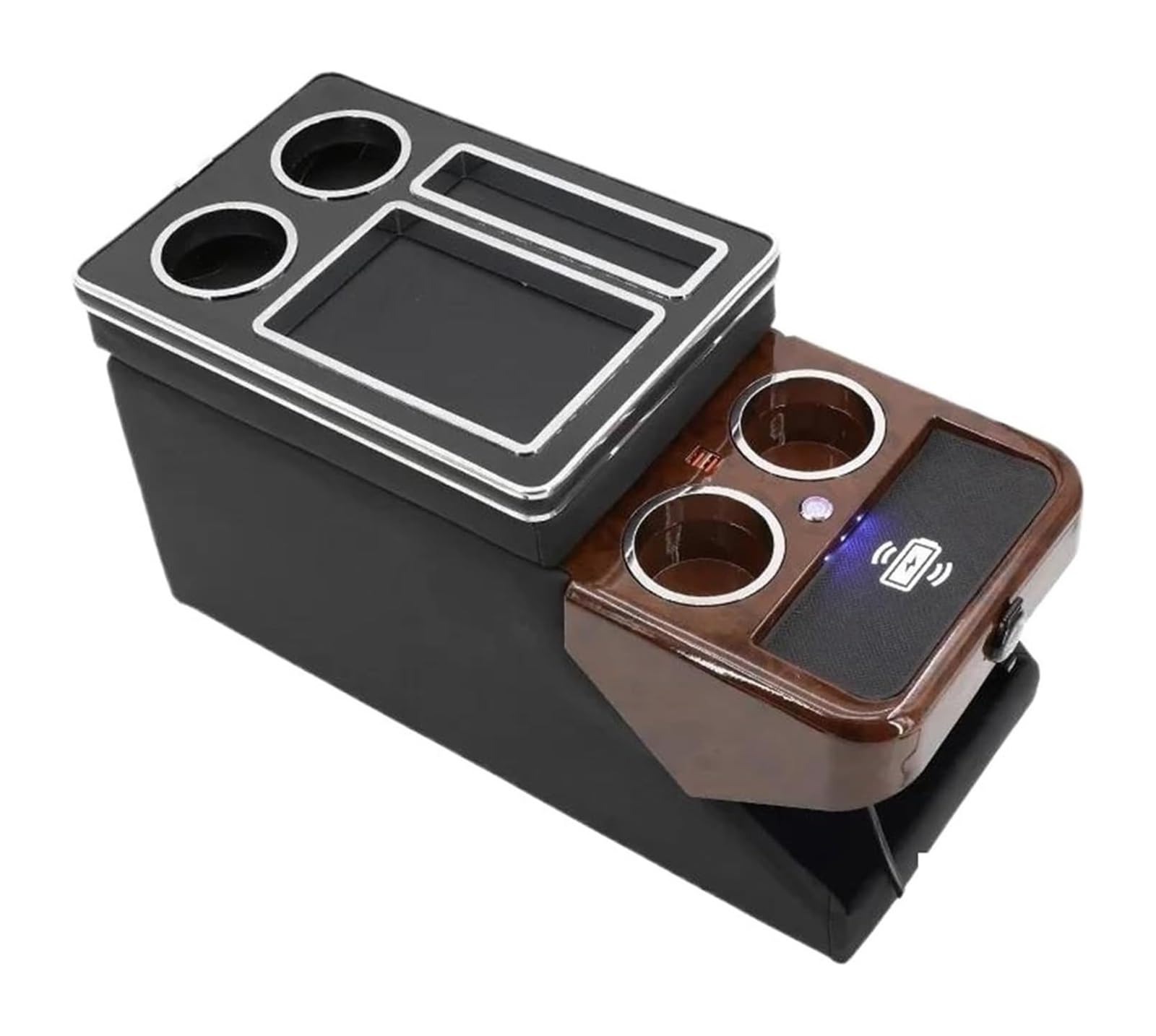 Auto Armlehnenbox FÜR T&oyota FÜR Proace FÜR Verso 2016-2023 Reihe Vorne Geländer Box Business Central Console Storage Box(E Black Wireless) von BGHGCVAOK