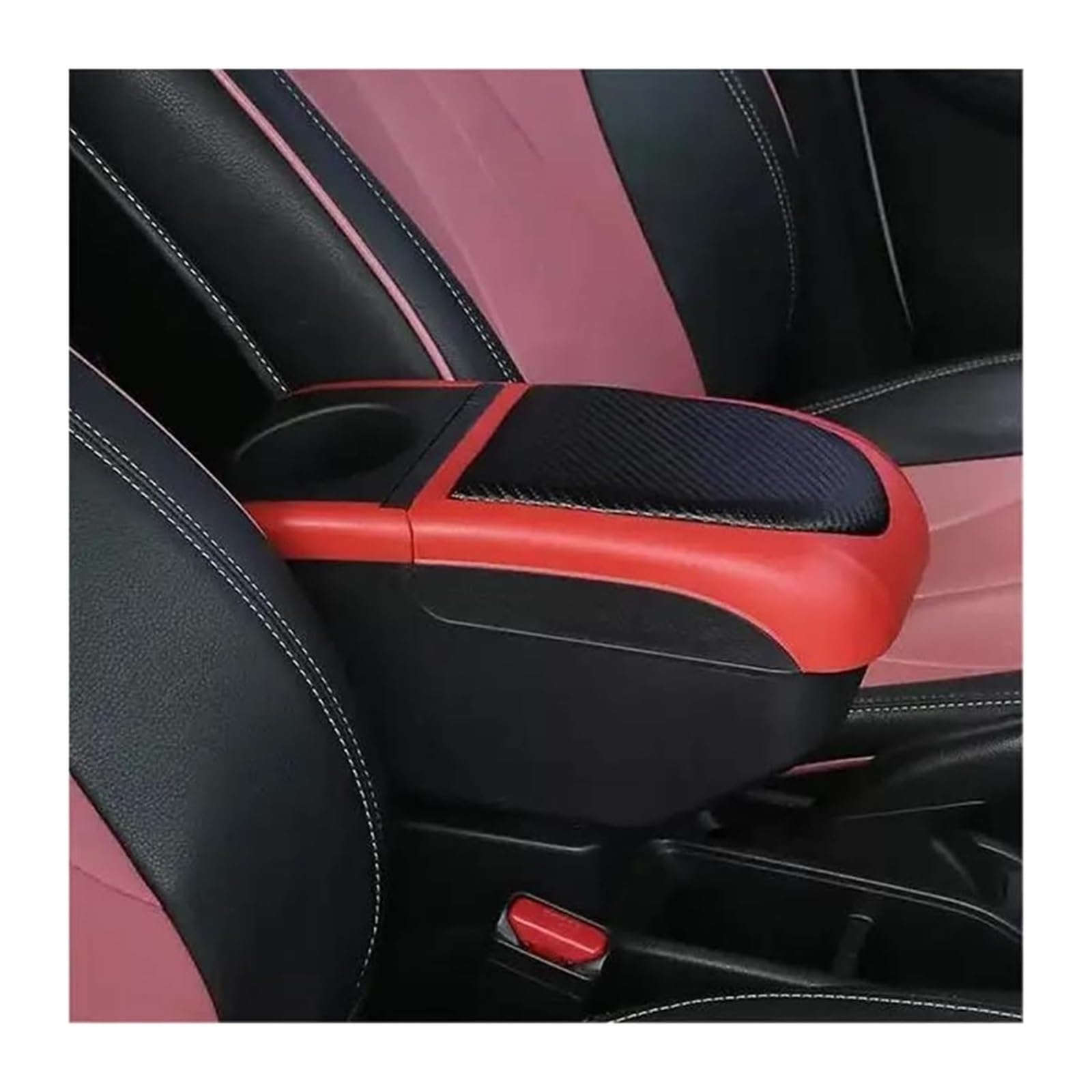 Auto Armlehnenbox Für Daihatsu Für Terios Center Console Armlehne Lagerung Ellenbogen Rest Mit USB Armlehne Lagerung Armlehne Box Innen Teile(Black Red Color) von BGHGCVAOK