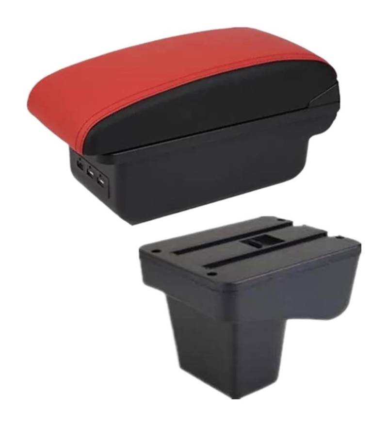 Auto Armlehnenbox Für Kia Für Stonic Auto Armlehne Box Zentrale Lagerung Box Nachrüstung Innenraum Mit USB Center Console Storage Box(B Red Black 3usb) von BGHGCVAOK