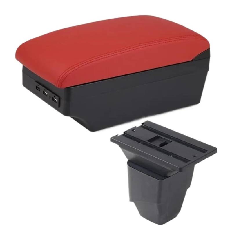 Auto Armlehnenbox Für P&eugeot 206 Auto Armlehne Box Zentrum Speicher Box Retrofit Teile Innen Mit USB Center Console Storage Box(C4 Red 7usb) von BGHGCVAOK