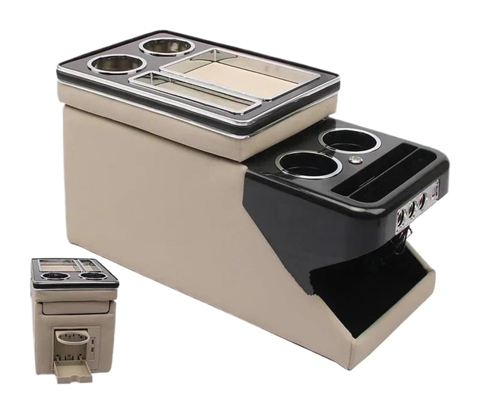 Auto Armlehnenbox Für Spacetourer 16-23 Vorne Mit USB Atmosphäre Licht Armlehne Lagerung Box Armlehne Box(B Beige) von BGHGCVAOK