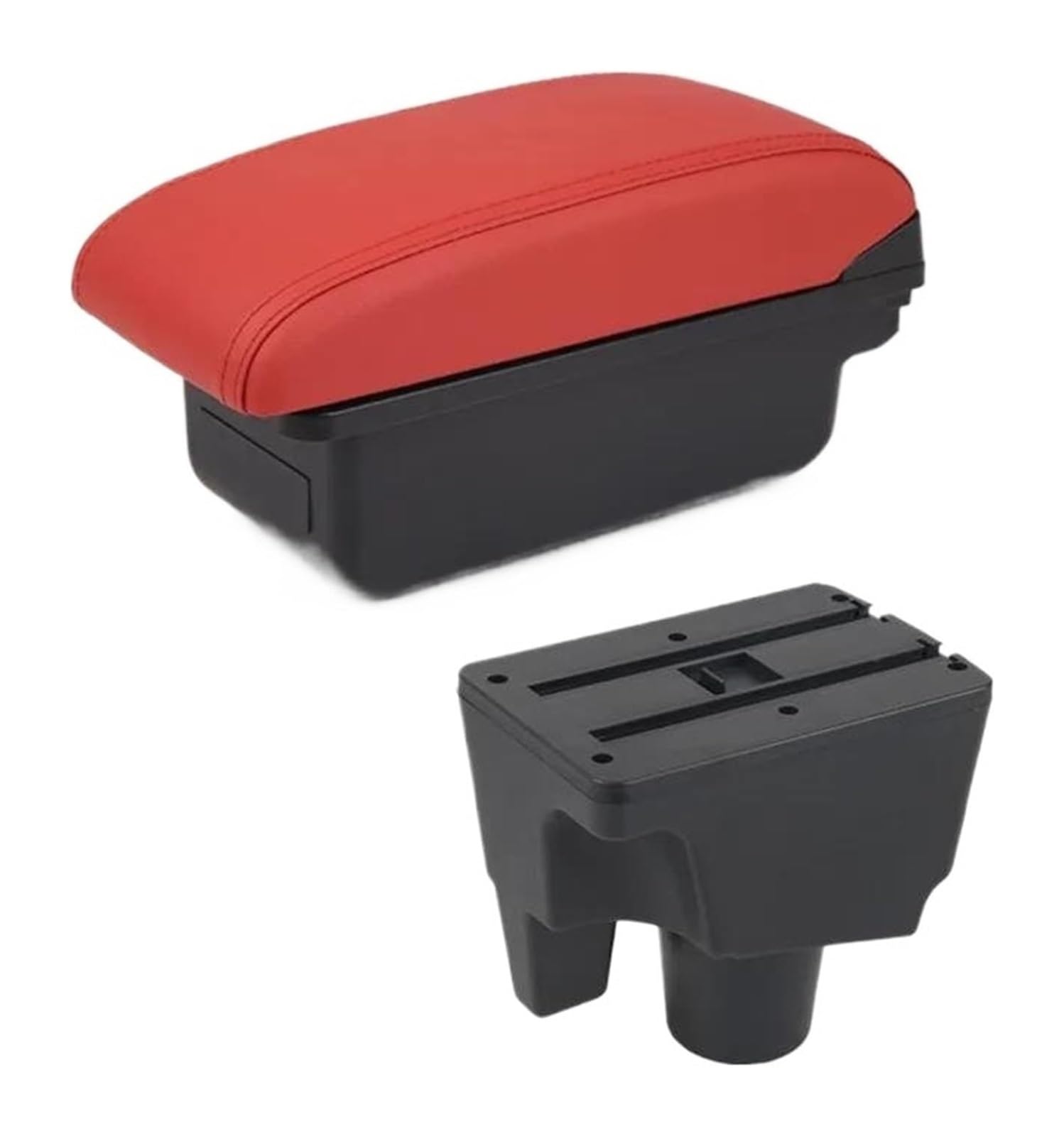 Auto Armlehnenbox Für T&oyota Für Aqua Für Prius C Center Console Storage Box Armlehne Box Zentrale Lagerung Box Nachrüstung Innen USB(A4 Red No Usb) von BGHGCVAOK