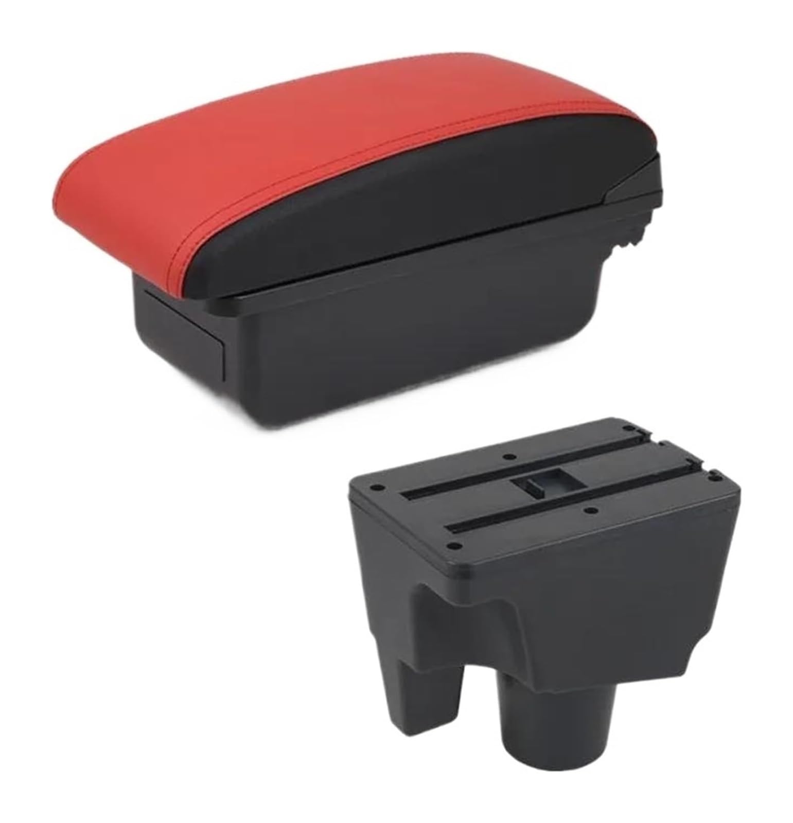 Auto Armlehnenbox Für T&oyota Für Aqua Für Prius C Center Console Storage Box Armlehne Box Zentrale Lagerung Box Nachrüstung Innen USB(A5 Red Black No Usb) von BGHGCVAOK