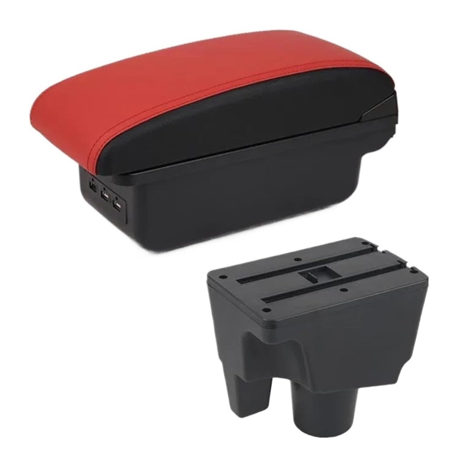 Auto Armlehnenbox Für T&oyota Für Aqua Für Prius C Center Console Storage Box Armlehne Box Zentrale Lagerung Box Nachrüstung Innen USB(B5 Black Border 3usb) von BGHGCVAOK