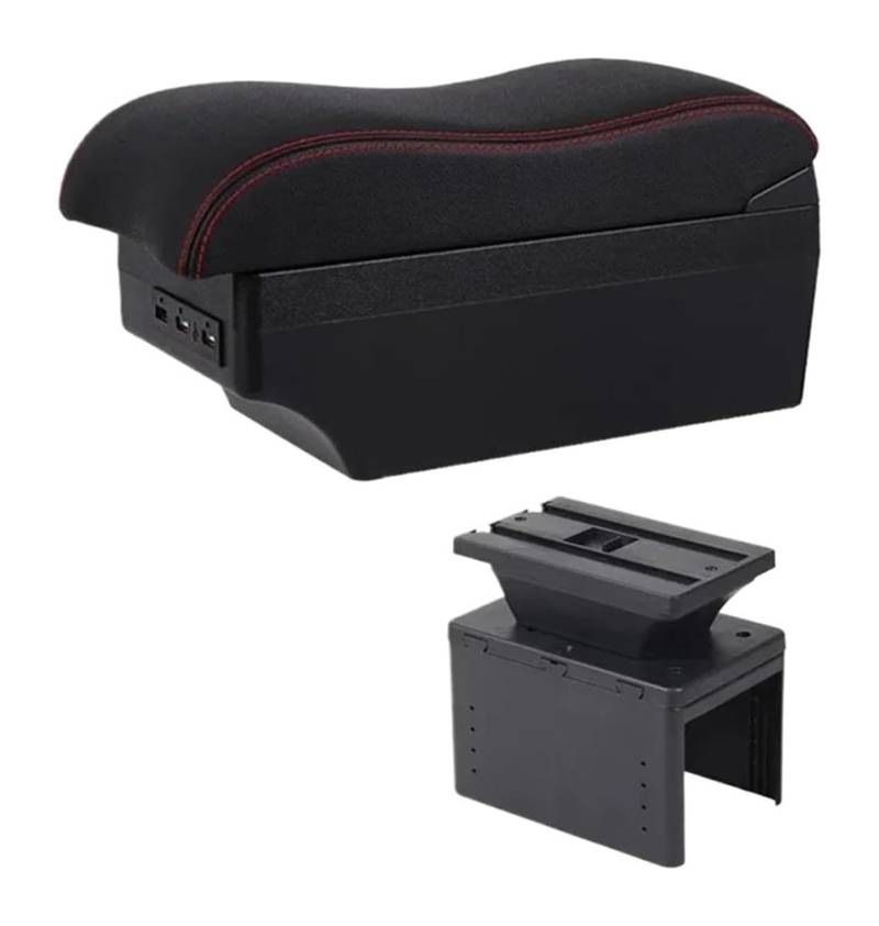 Auto Armlehnenbox Für TT Coupe Für TT Center Storage Box Teile Mit USB Auto Armlehne Box Armlehne Lagerung Box(E2 Red Line) von BGHGCVAOK